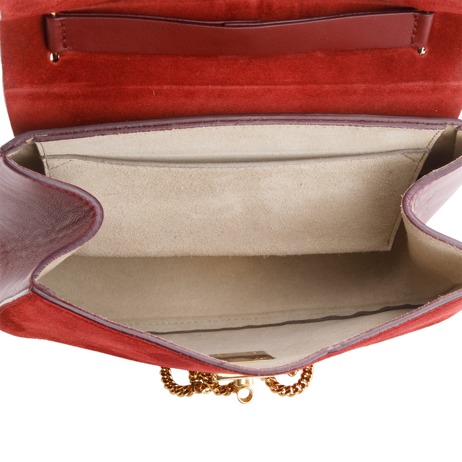 Chloe Maroon Suede Calfskin Leather Mini Drew Crossbody Bag