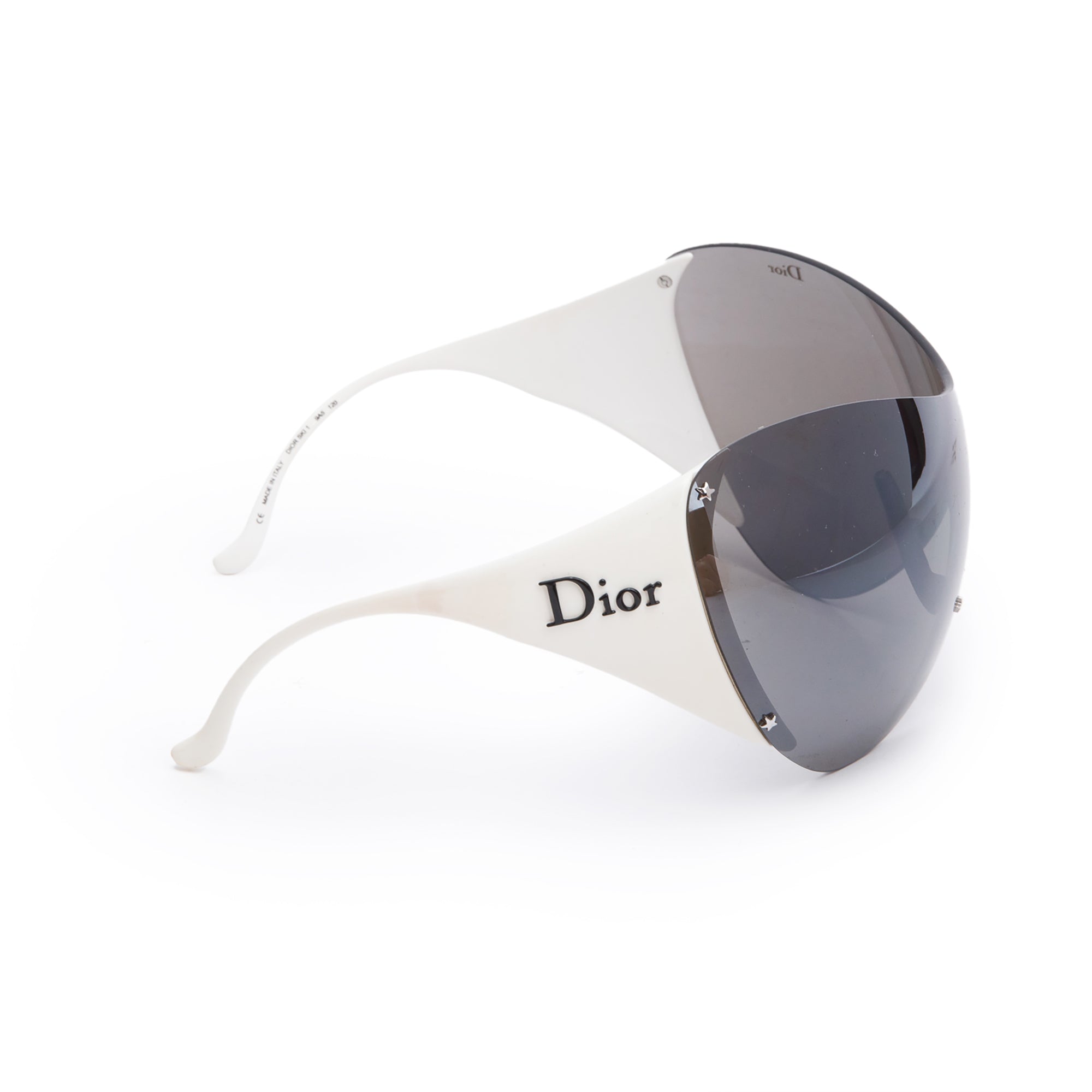 Christian Dior White Acetate Dior Ski 1 Shield Sunglasses w/ Case