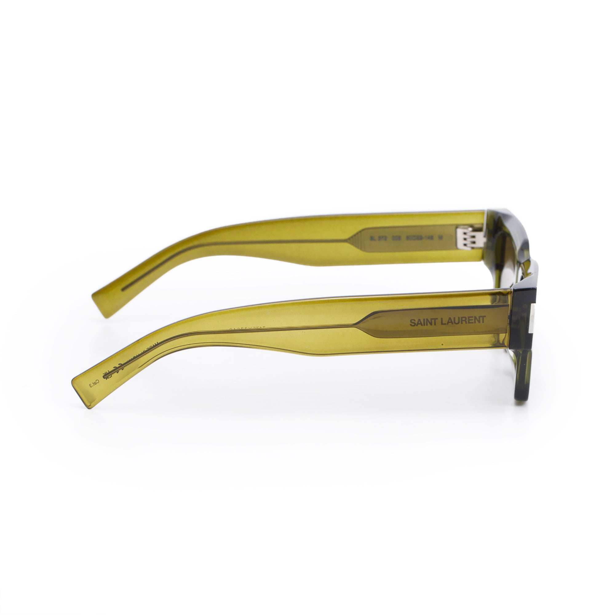 Saint Laurent SL 572 Green Transparent Acetate Rectangle Sunglasses w/ Case