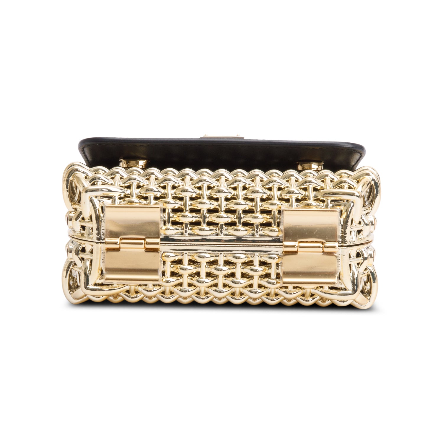Dolce & Gabbana Black Patent Leather Gold Mini Sicily Box Handle Bag w/ Strap & Authenticity Card