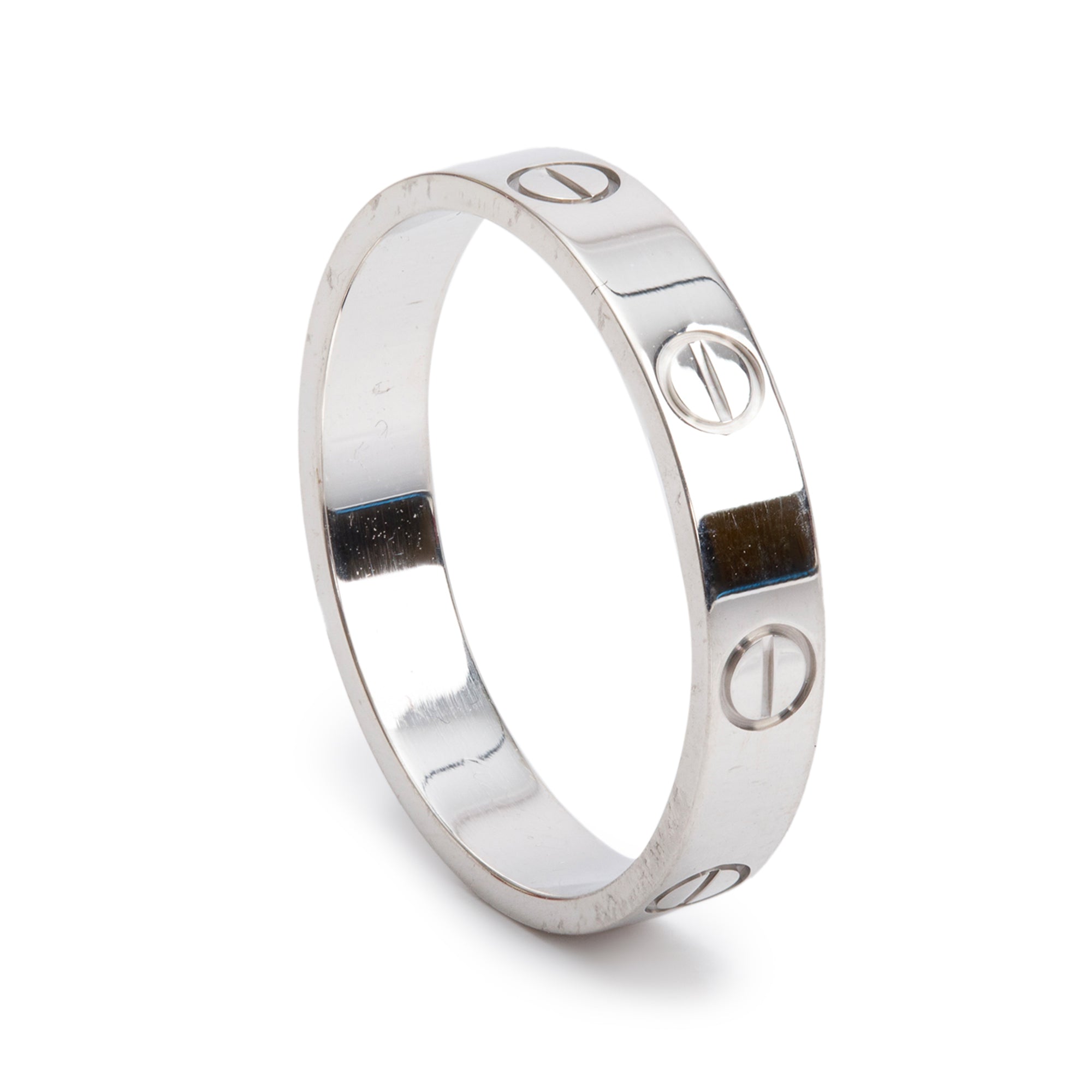 Cartier 2024 18k White Gold 3.6 MM Love Wedding Band Ring, Size 56 7.75 w/ Box & Certificate