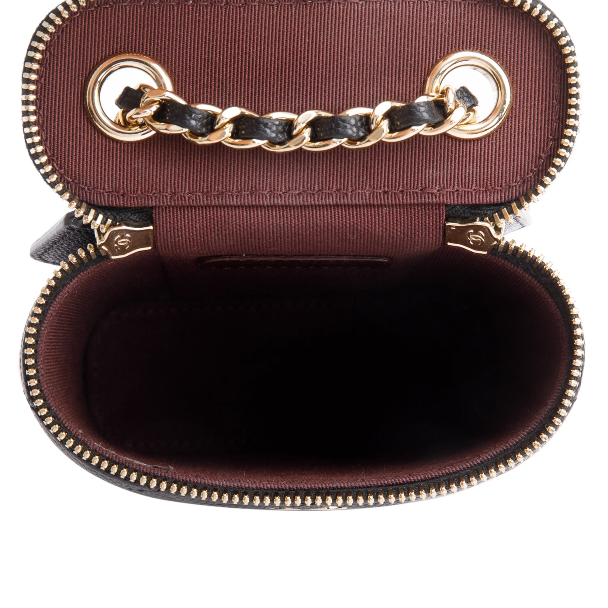 Chanel 2021 Black Quilted Caviar Mini Coco Beauty Vanity Case