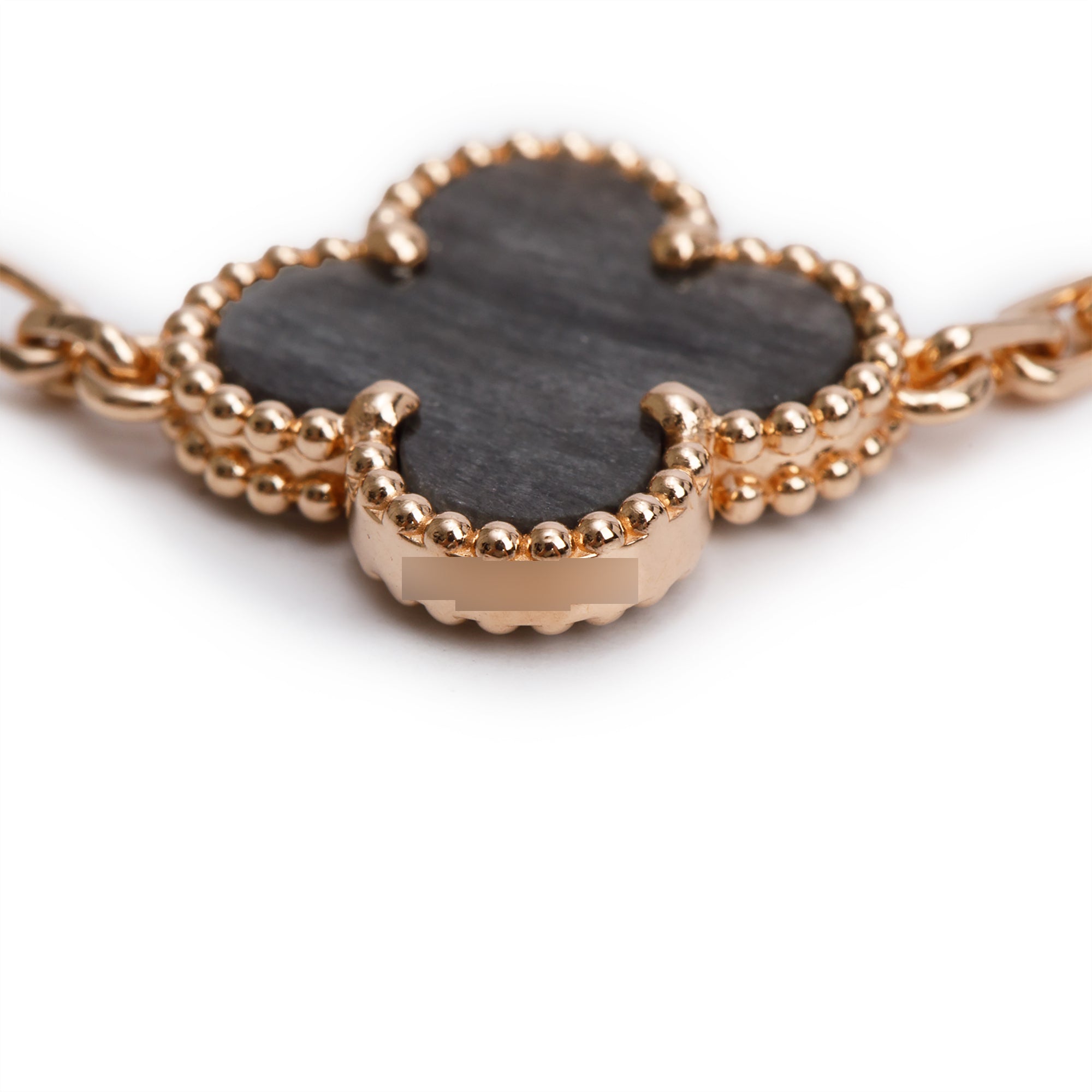 Van Cleef & Arpels 18k Rose Gold Vintage Alhambra 5 Motif Obsidian Bracelet