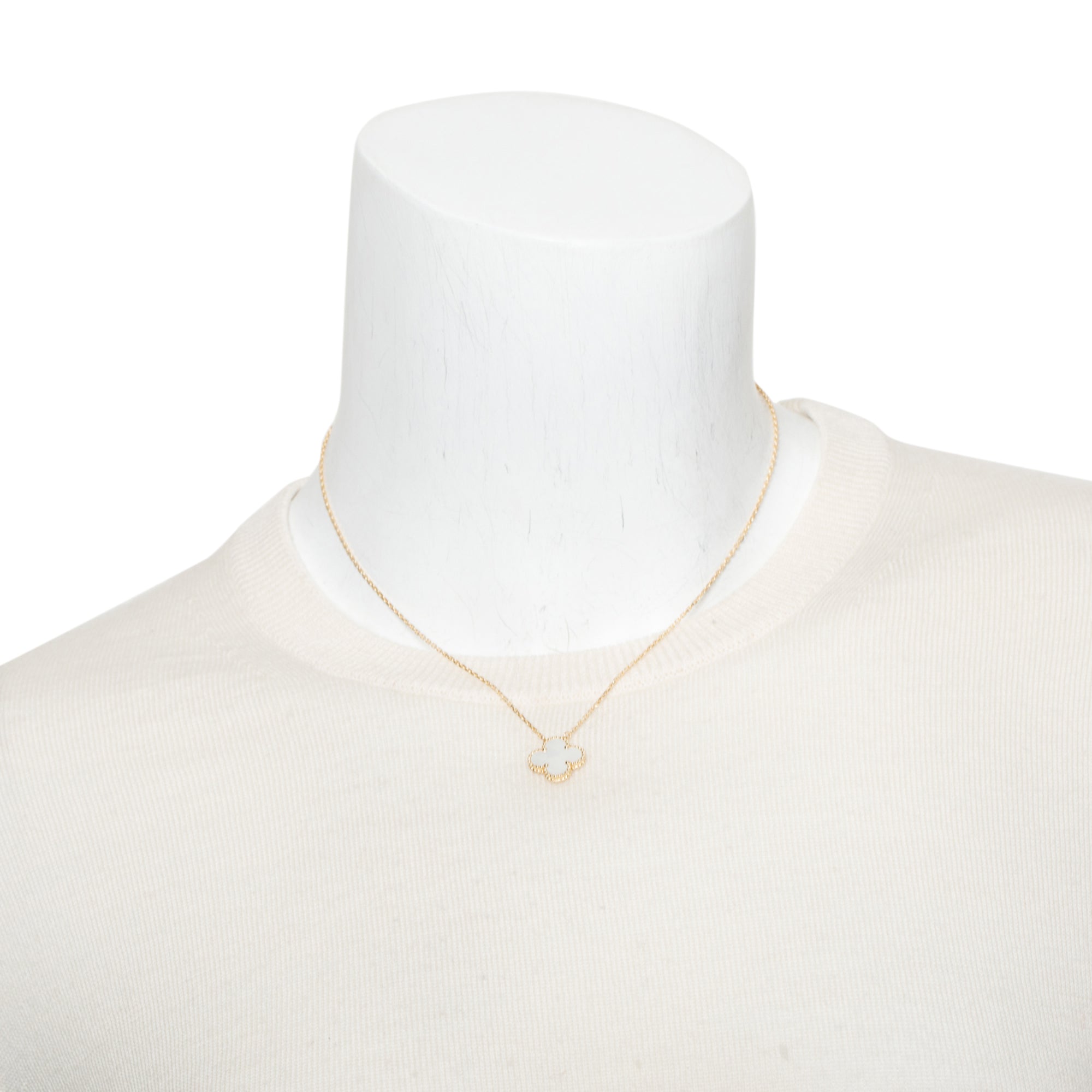 Van Cleef & Arpels 18k Yellow Gold Vintage Alhambra Mother of Pearl Pendant Necklace w/ Box & Receipt