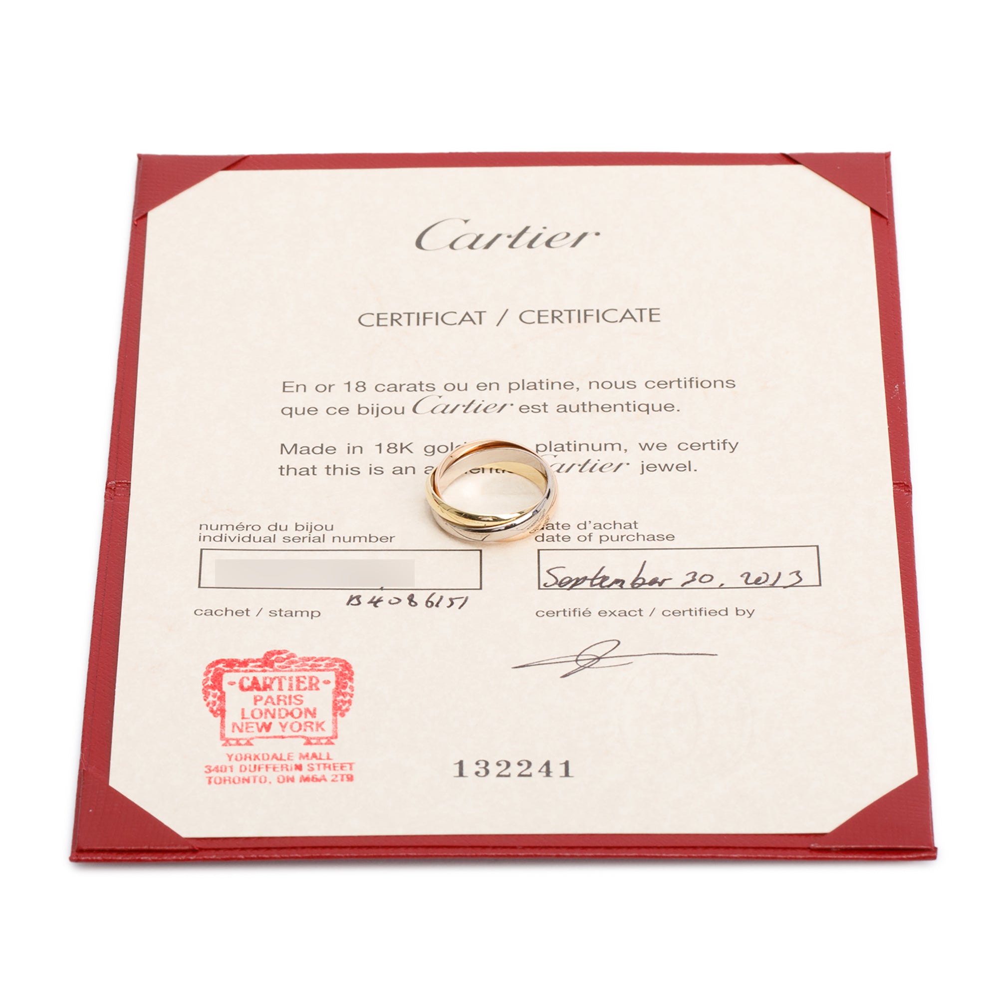 Cartier 18k Tri-Gold Trinity Rolling Ring, Small Model Size 51 6 w/ Certificate