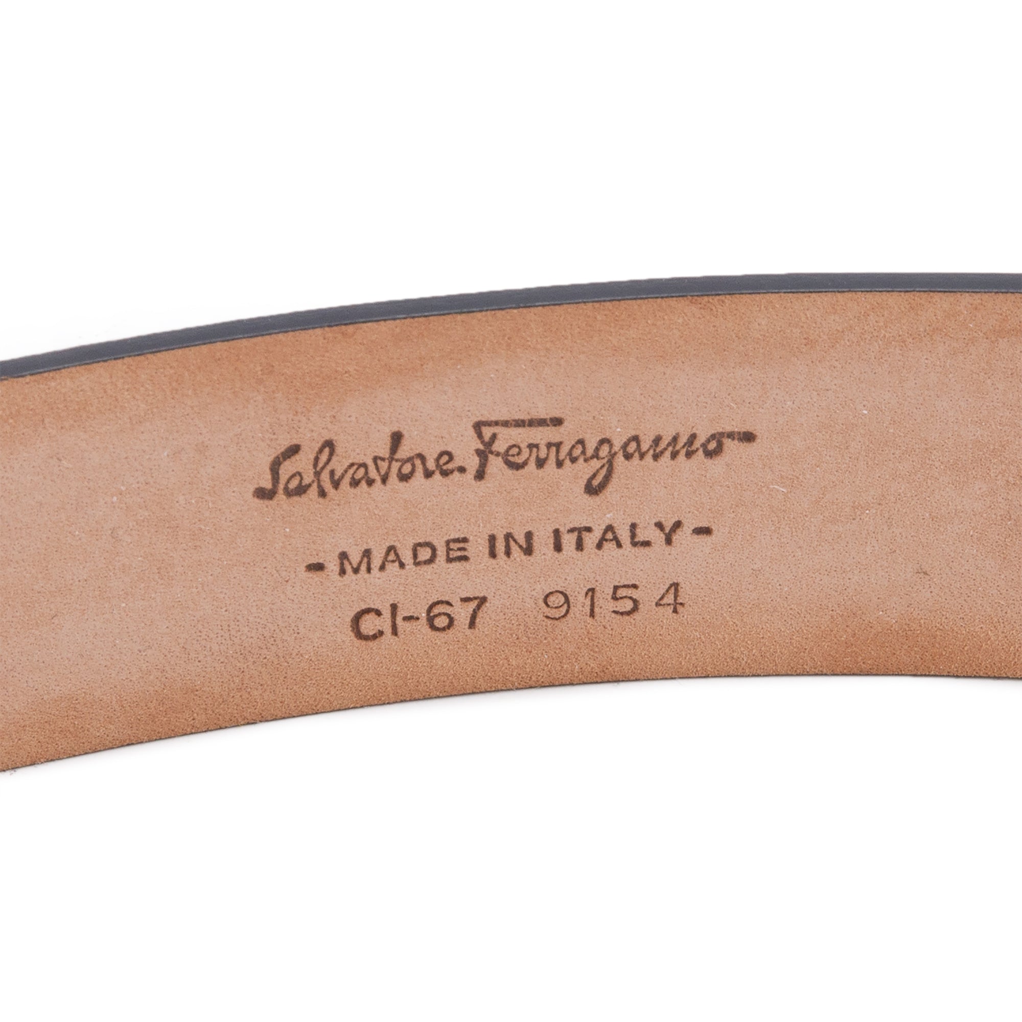 Ferragamo Navy Calfskin Leather Horsebit Buckle Belt 38
