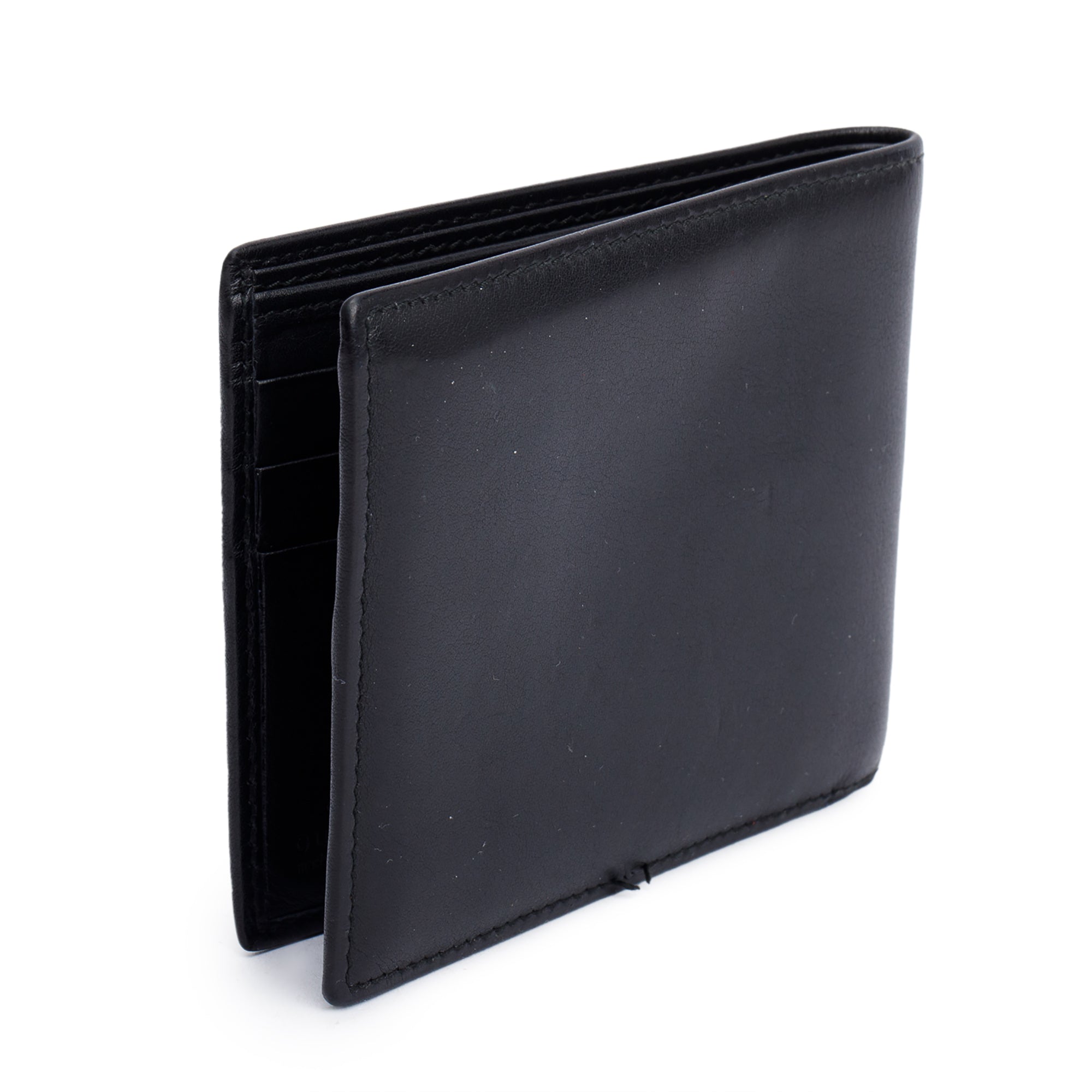 Gucci Black Leather Vintage G Logo Bifold Wallet