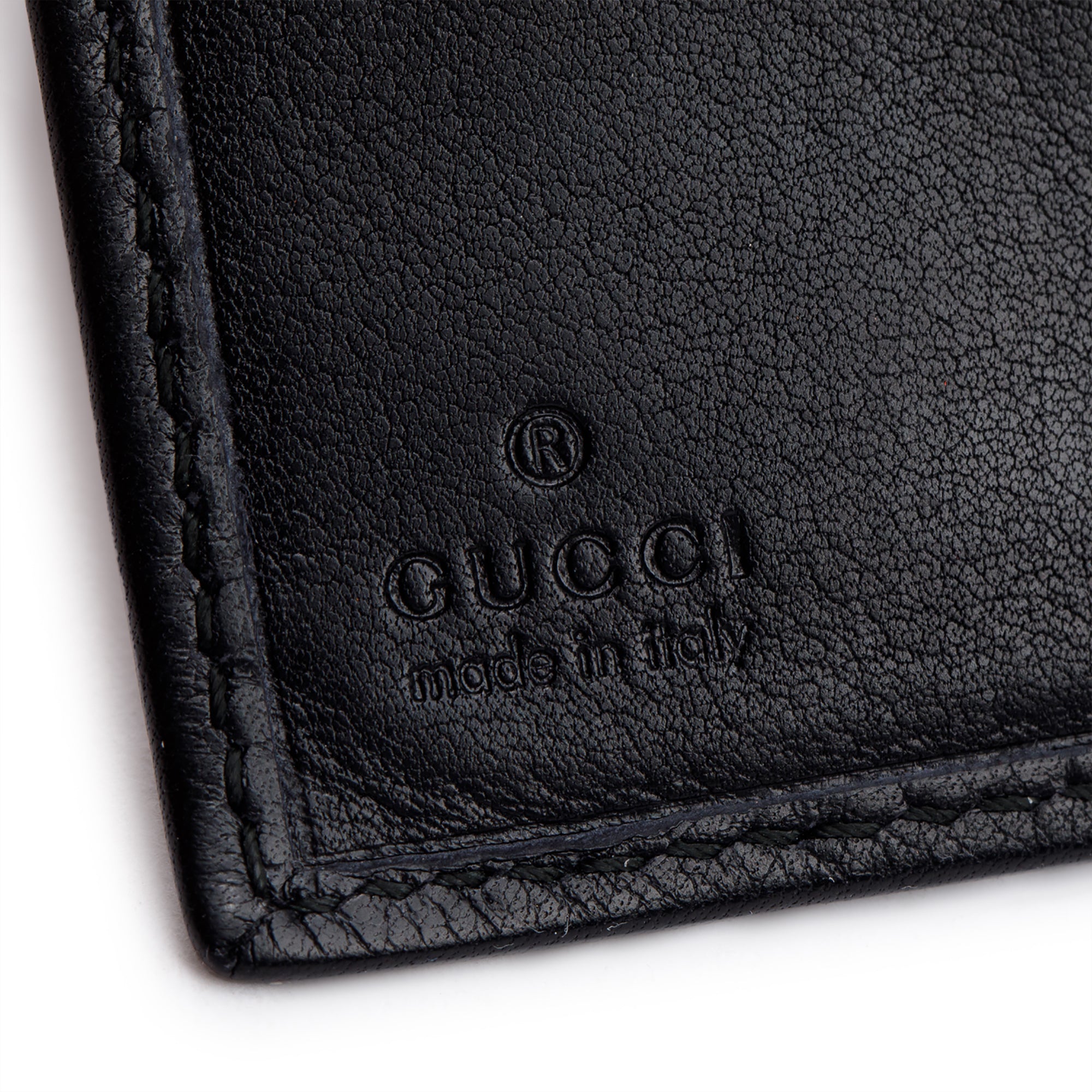 Gucci Black Leather Vintage G Logo Bifold Wallet