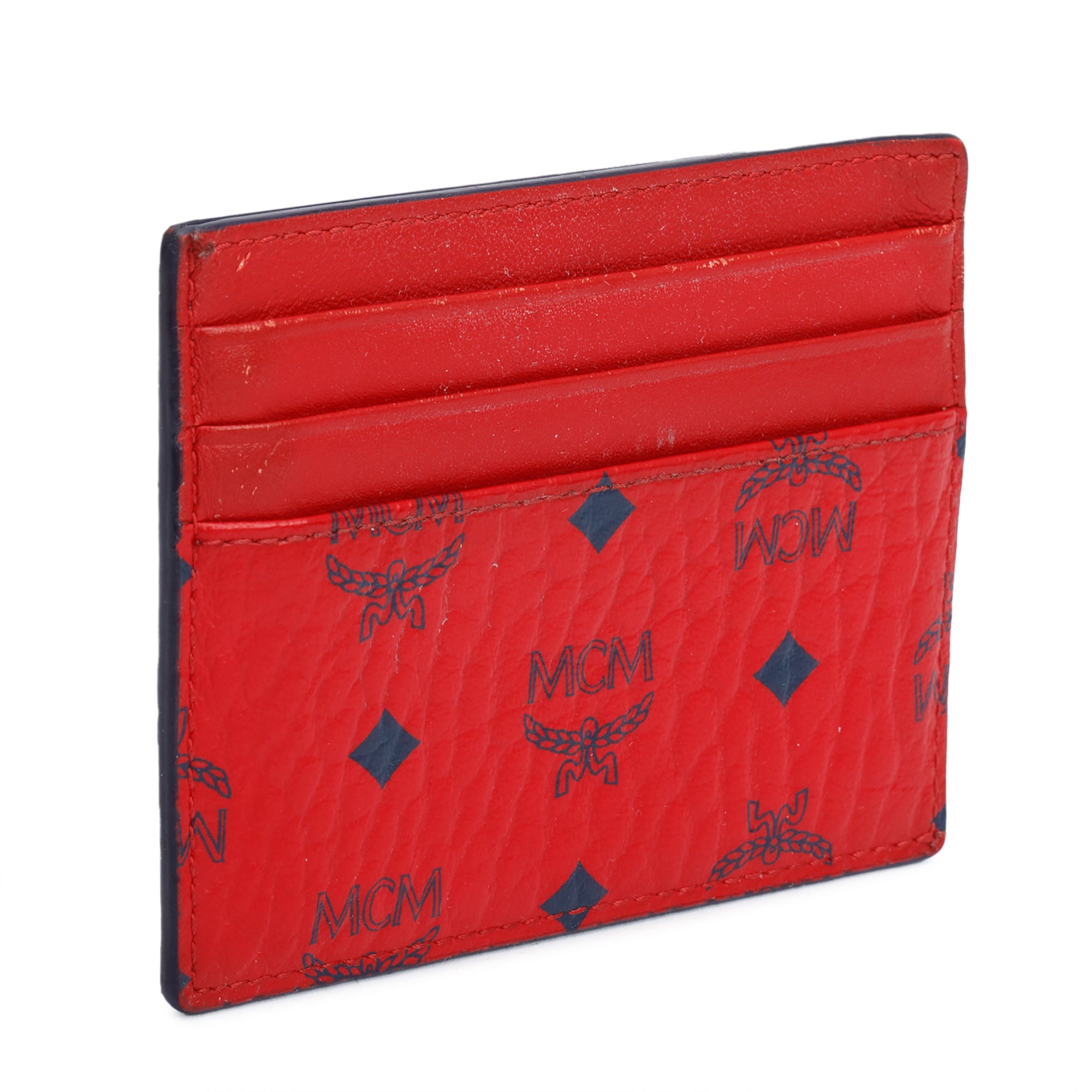 MCM Red Visetos Card Case w/ Box
