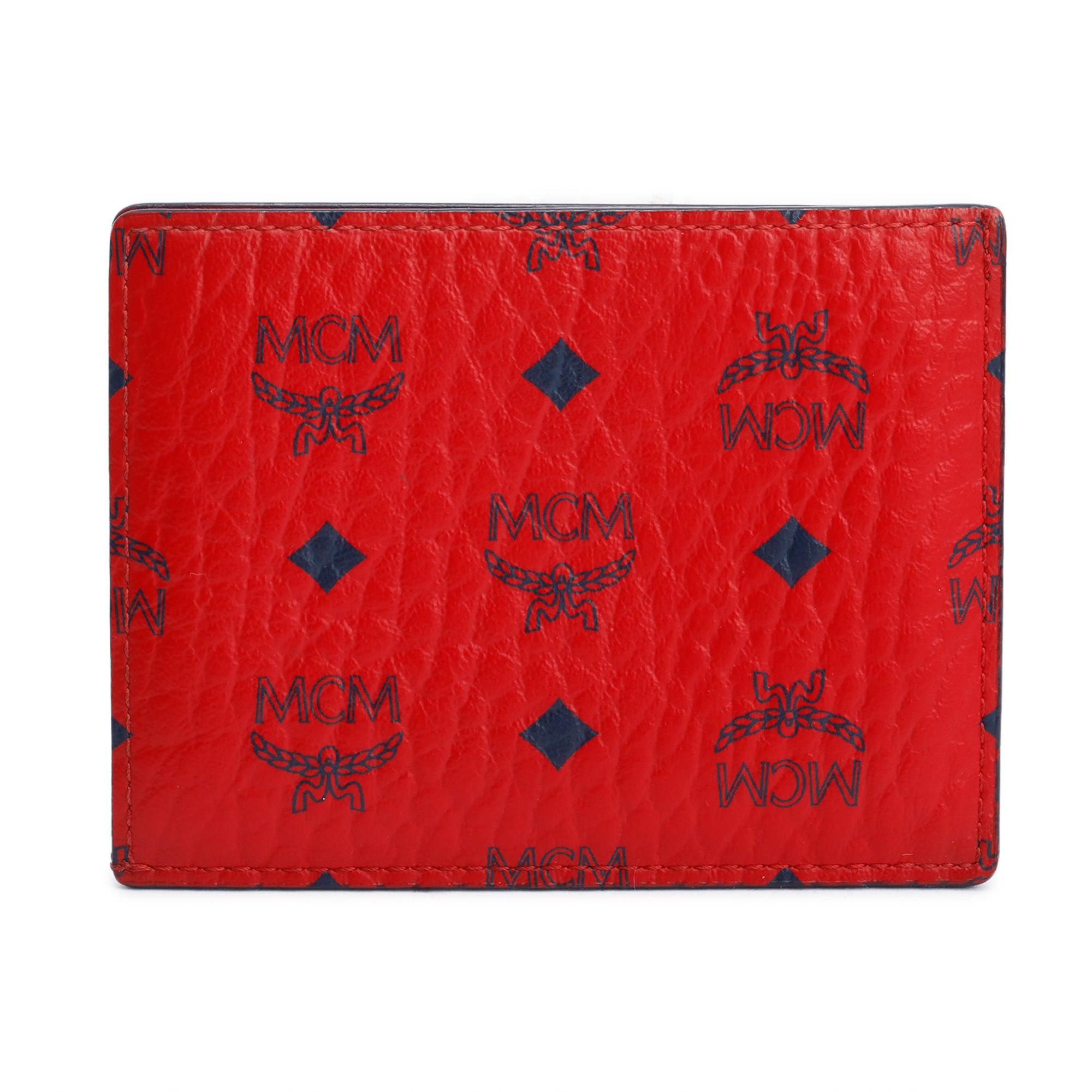 MCM Red Visetos Card Case w/ Box