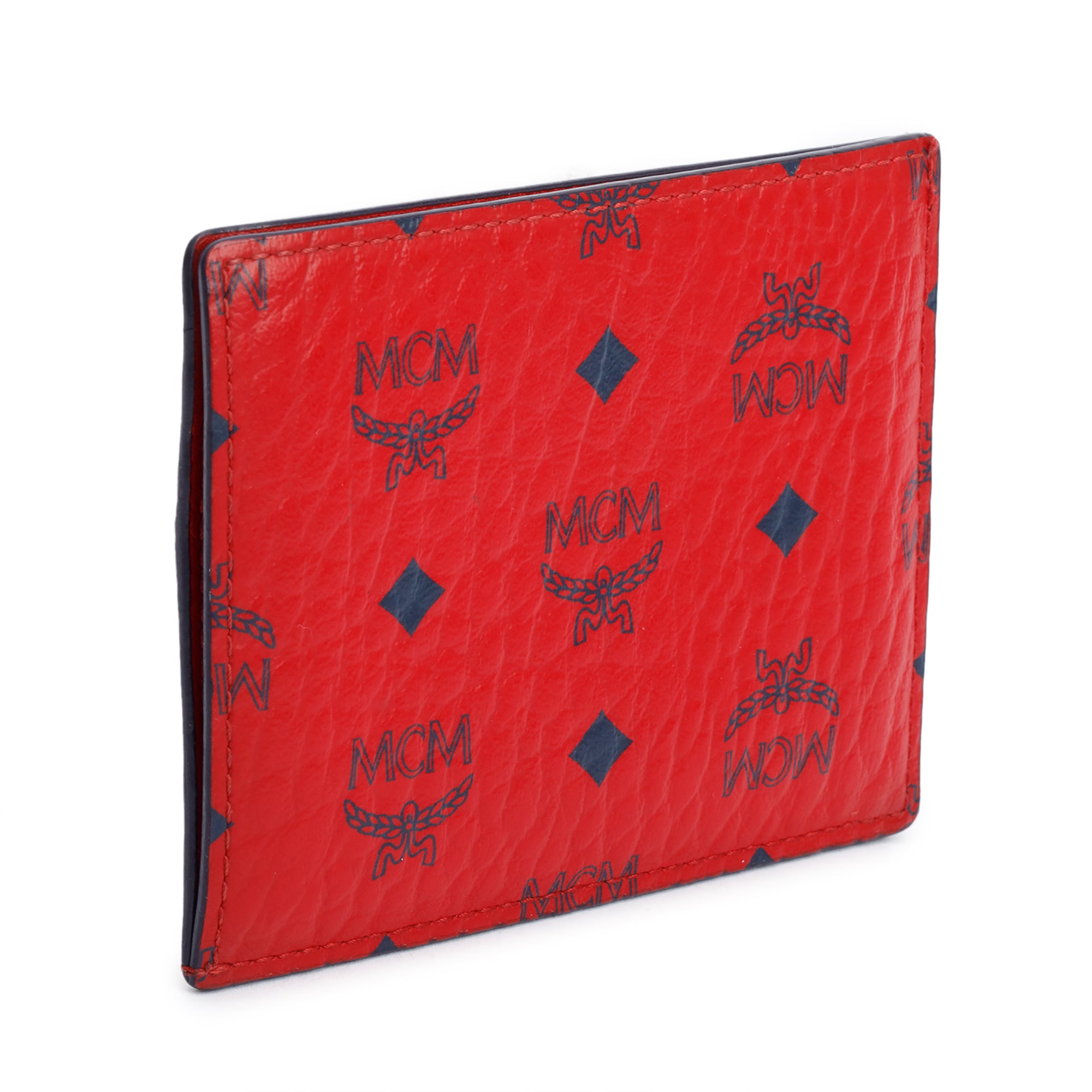 MCM Red Visetos Card Case w/ Box