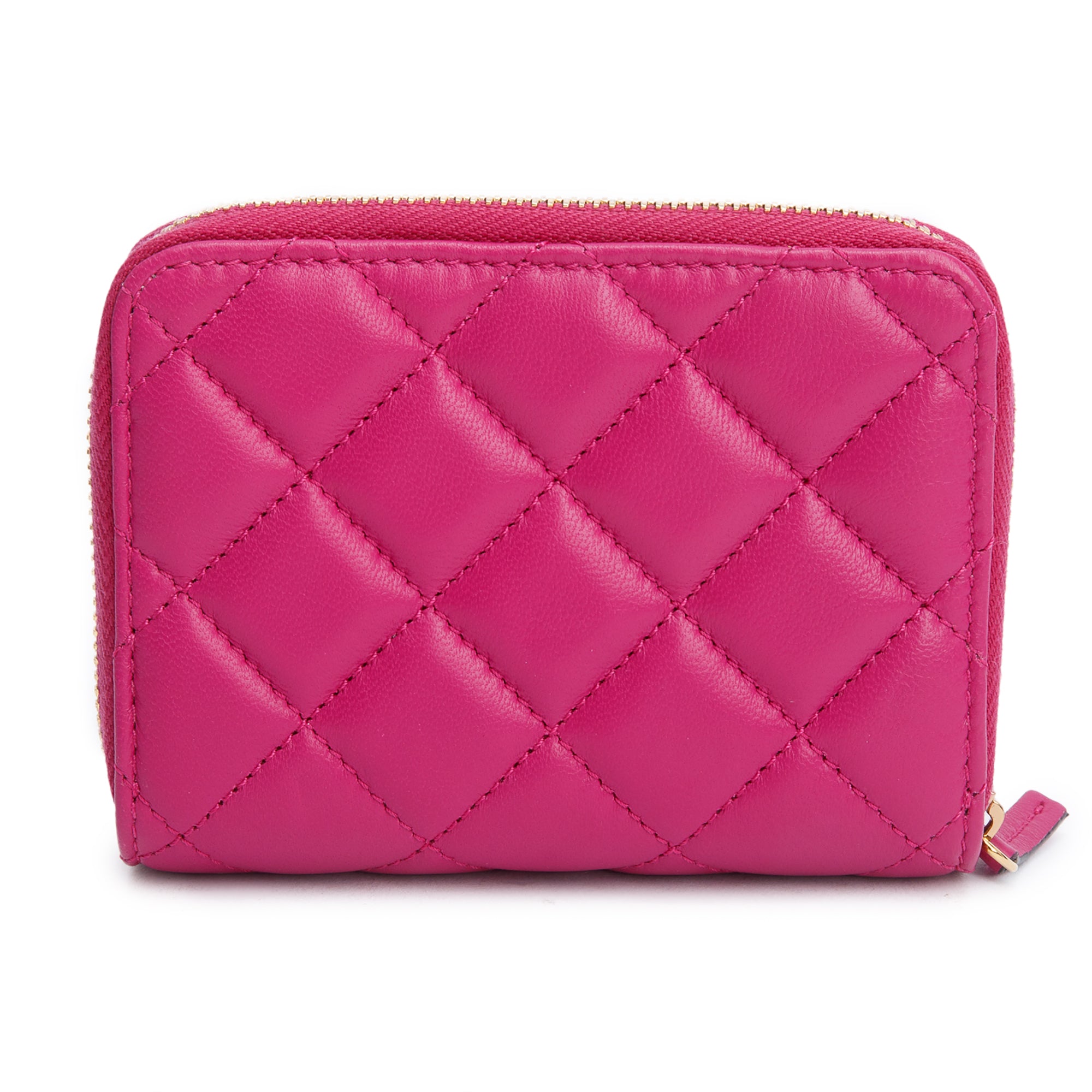 Versace Red Quilted Calfskin Leather Biggie Medusa Zip Around Compact Wallet w/ Box