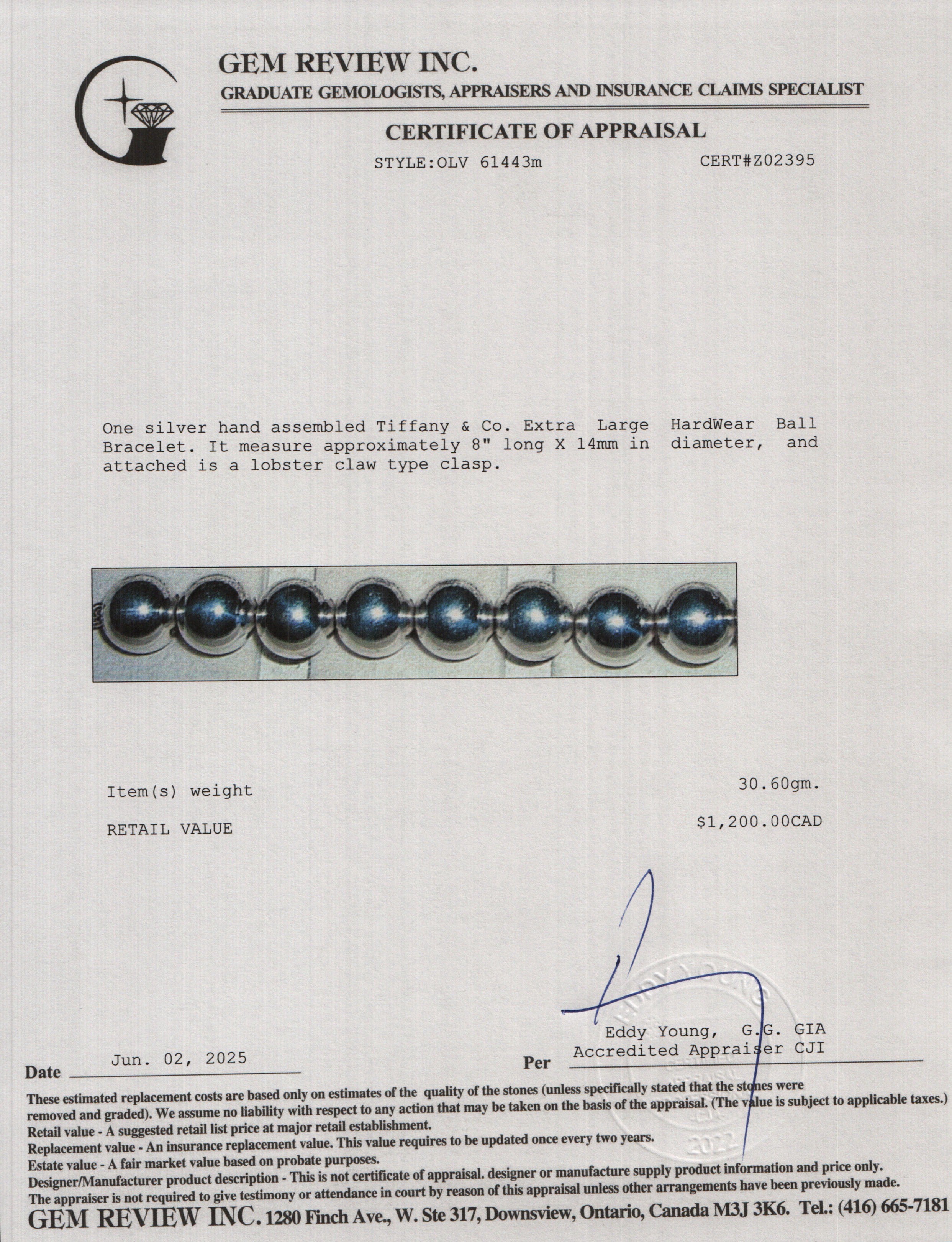 Tiffany & Co. Sterling Silver Extra Large 14 MM HardWear Ball Bracelet