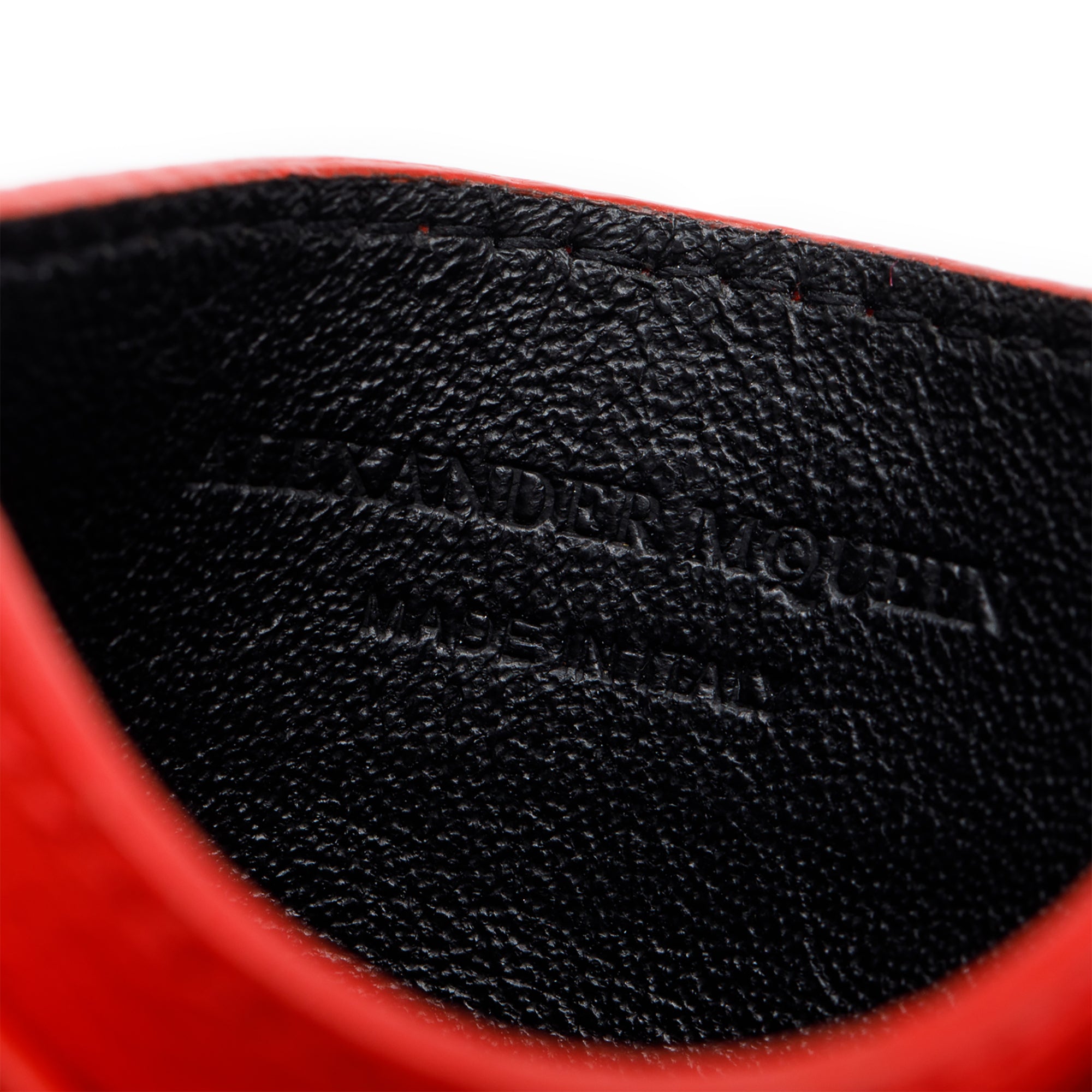 Alexander McQueen Red Calfskin Leather Skull Card Holder w/ Box