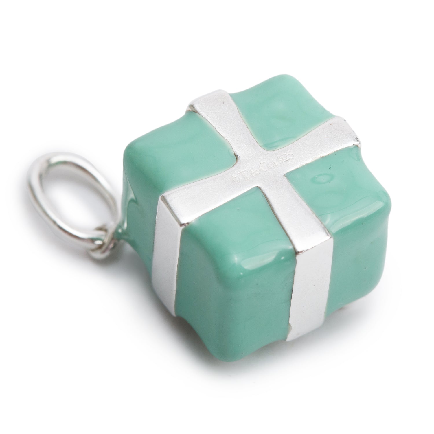 Tiffany & Co. Sterling Silver Blue Enamel Present Box Charm