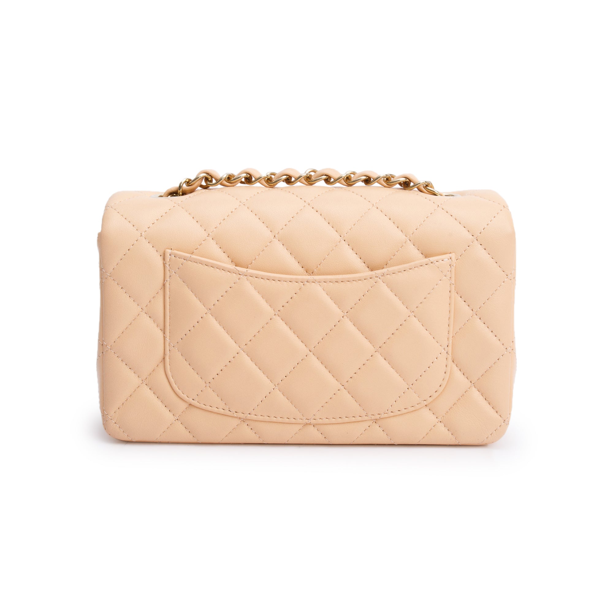 Chanel 2025 Beige Quilted Lambskin Leather Classic Mini Rectangular Flap Bag w/ Box & Receipt