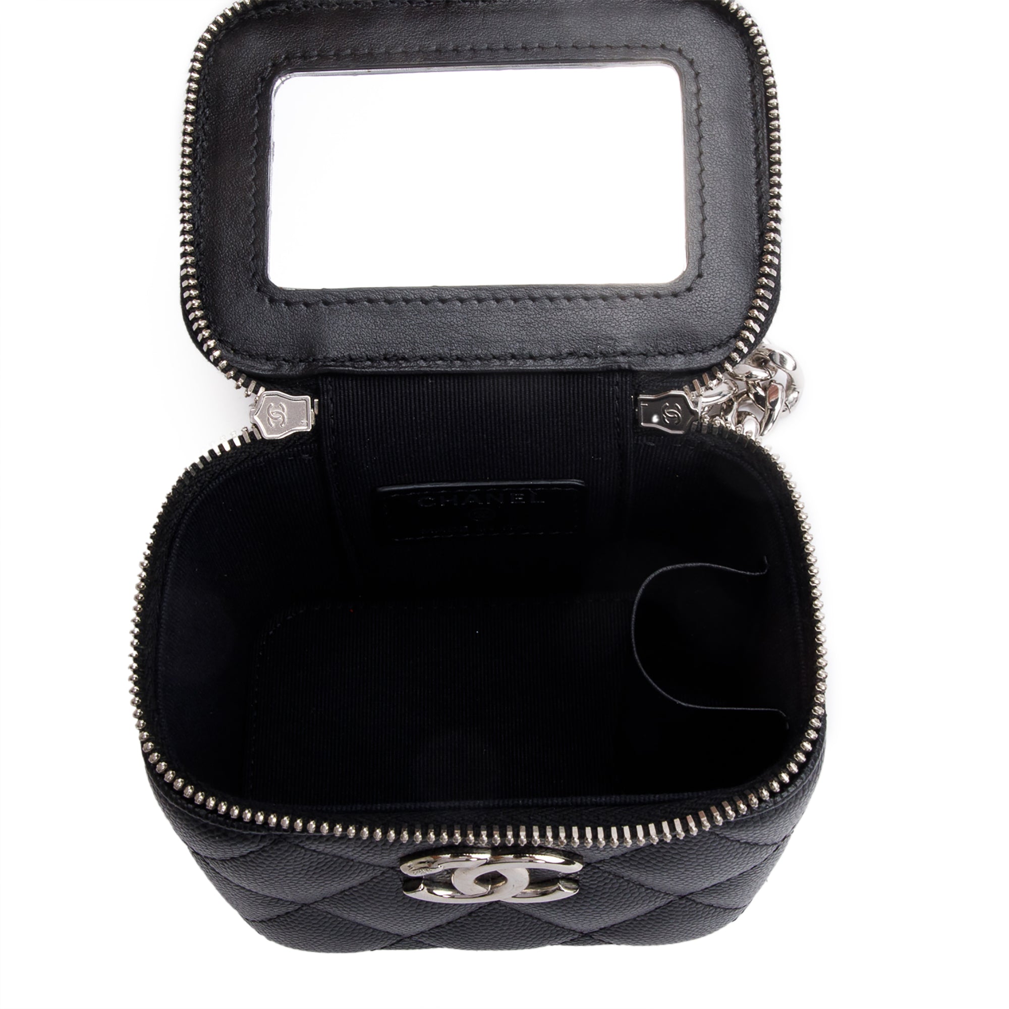 Chanel 2021 Black Caviar Leather Micro Coco Vanity Case w/ Box