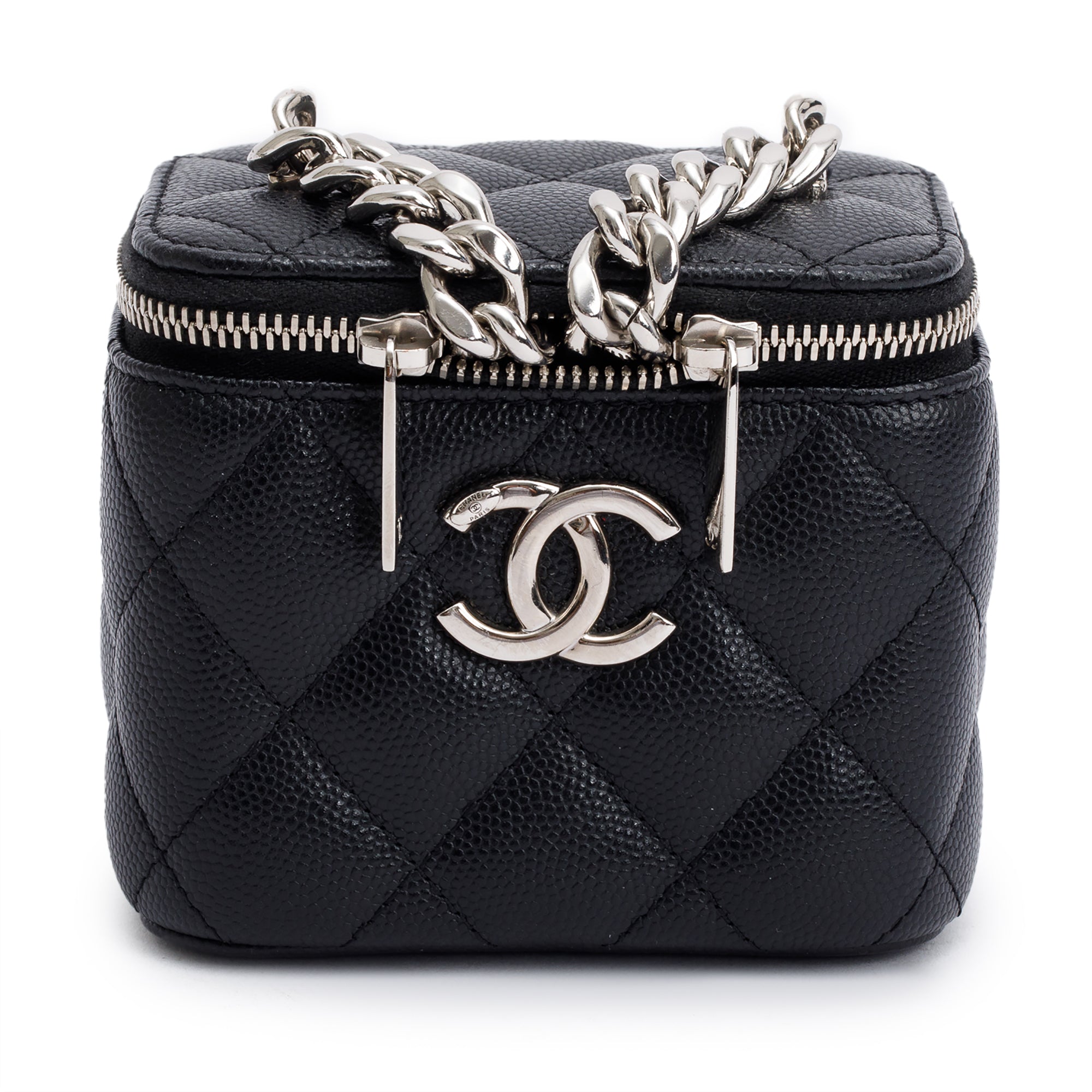 Chanel 2021 Black Caviar Leather Micro Coco Vanity Case w/ Box