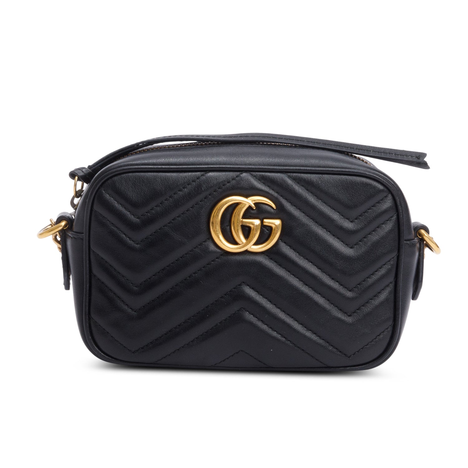 Gucci Black GG Marmont Matelasse Mini Camera Bag