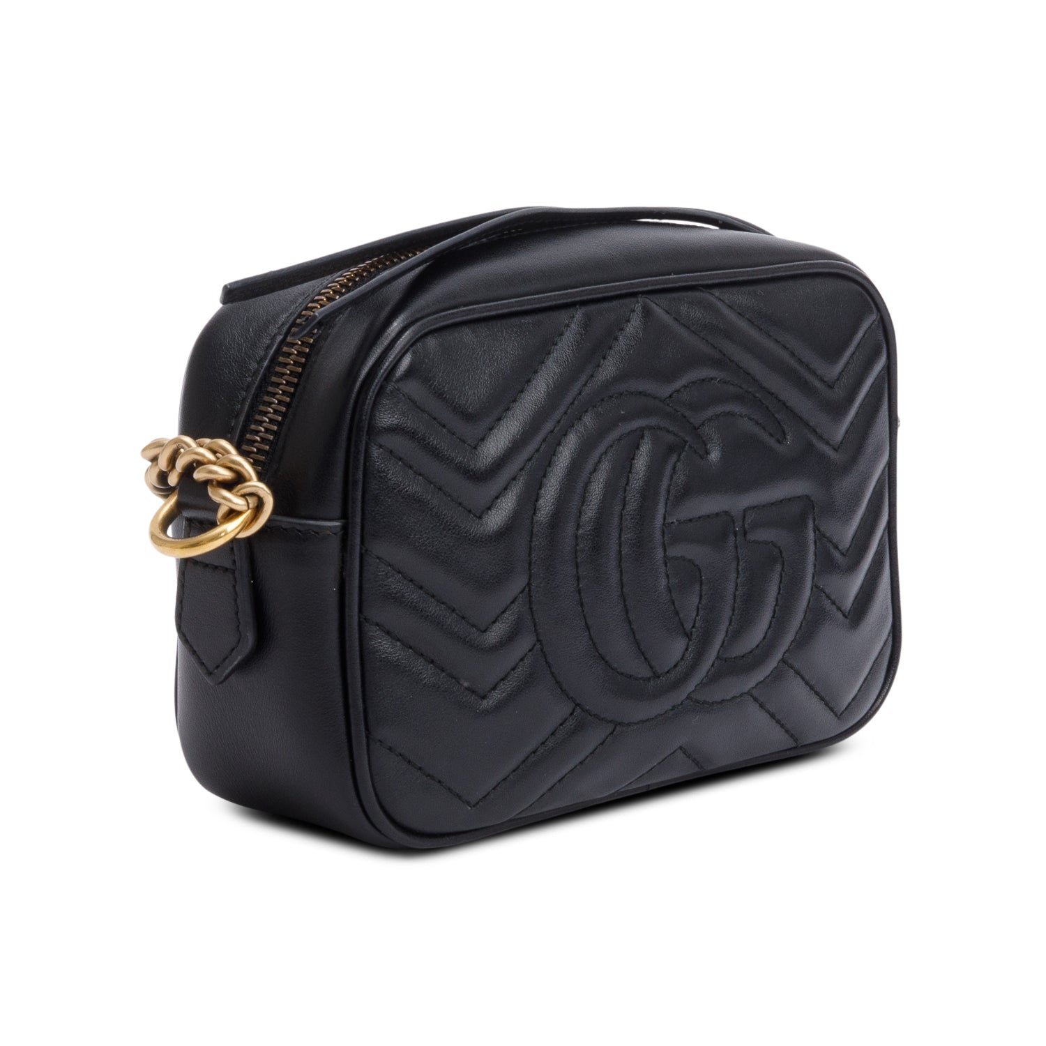 Gucci Black GG Marmont Matelasse Mini Camera Bag