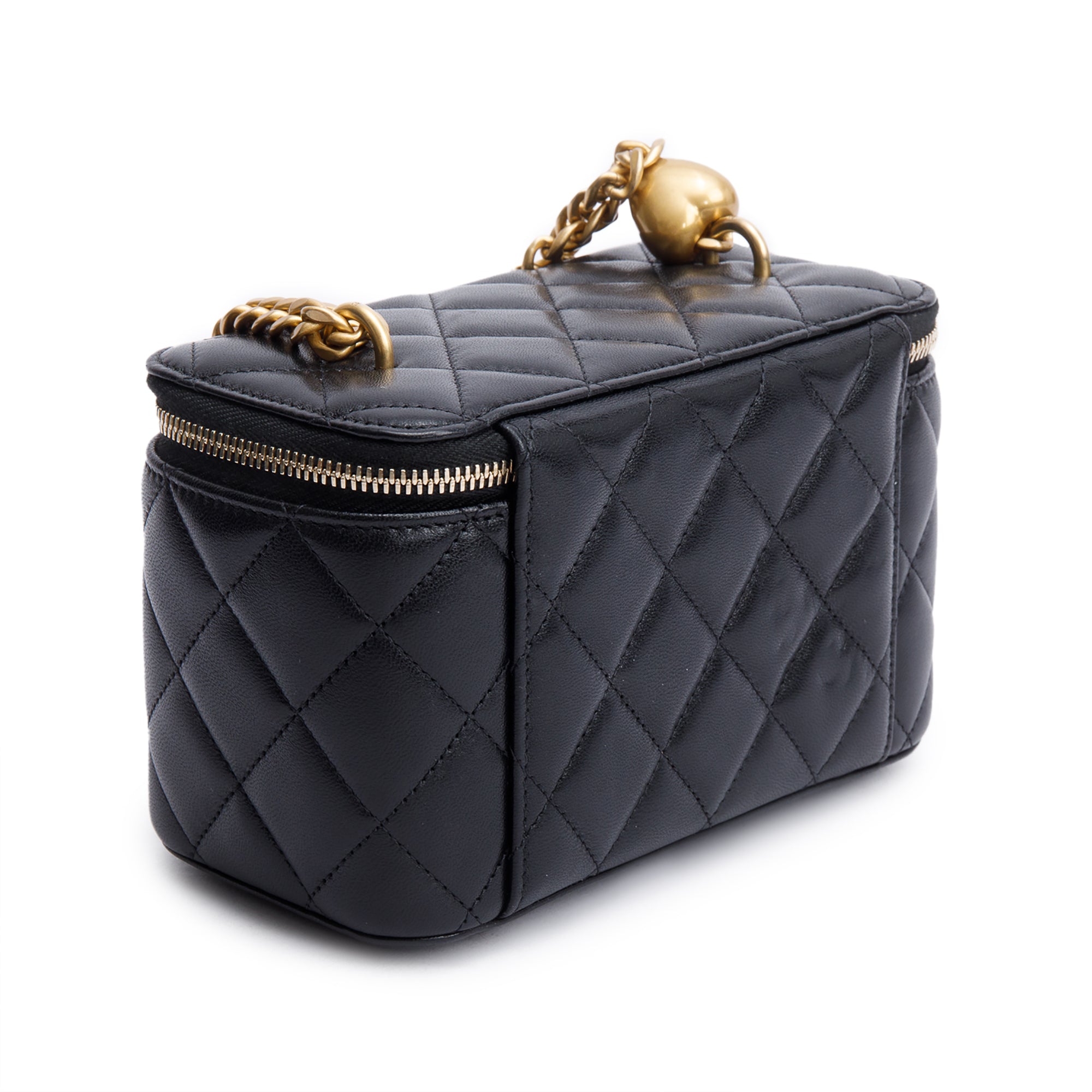 Chanel 2024 Black Quilted Caviar Leather Small Sweet Heart Vanity Case w/ Box & Receipt
