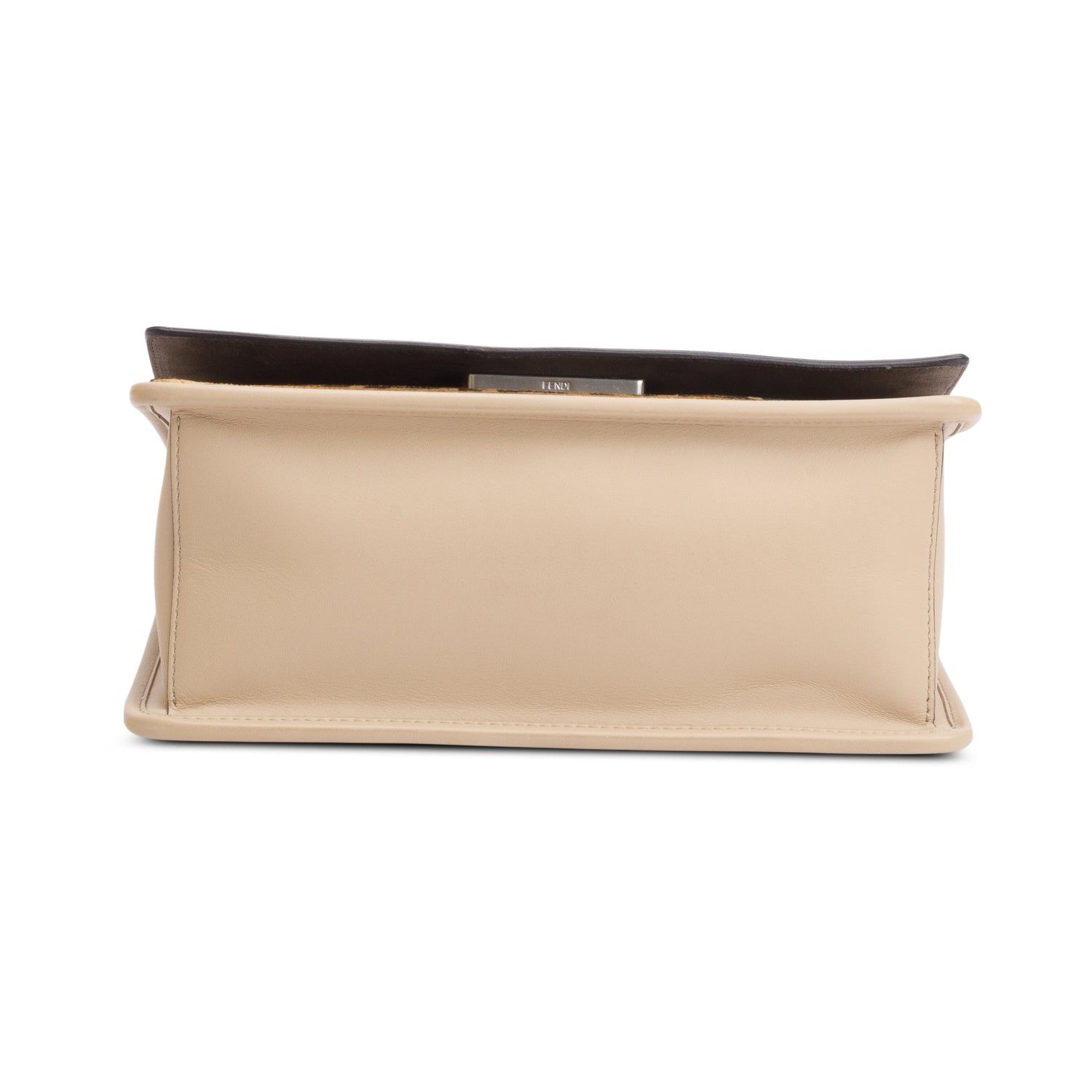 Fendi Beige Calfskin Leather FF Zucca Velvet Medium F is Fendi Kan I Shoulder Bag w/ Straps & Box