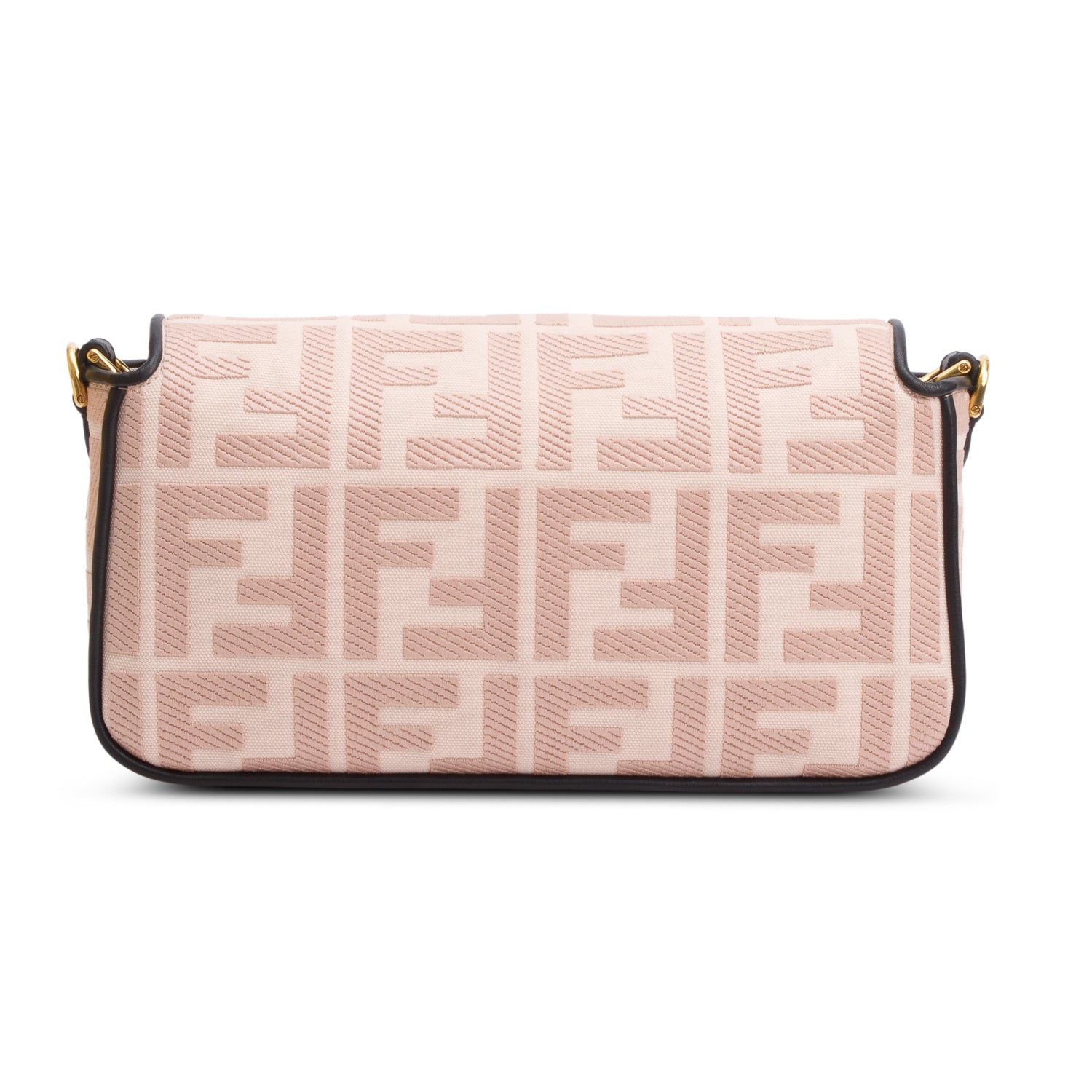 Fendi 2020 Pink FF Embroidered Canvas Baguette Shoulder Bag w/ Straps & Box