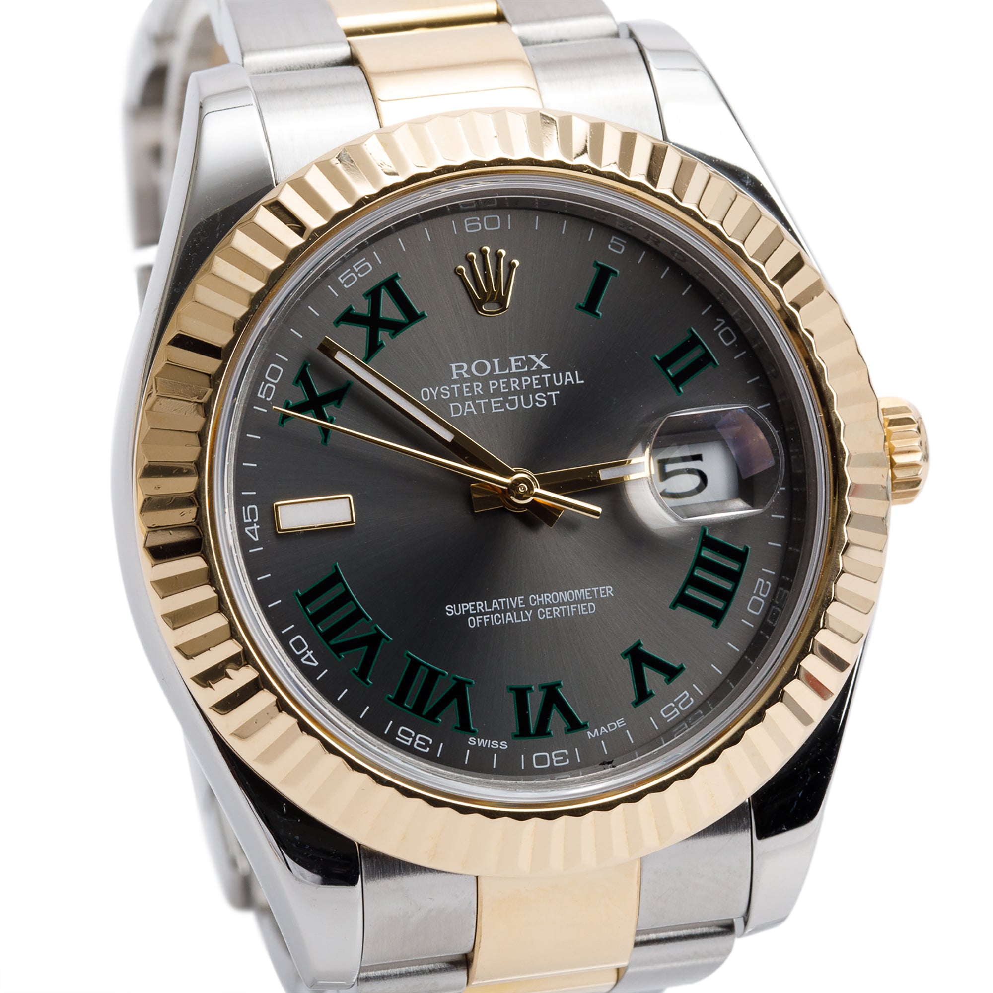Rolex Stainless Steel & 18k Yellow Gold Oyster Perpetual Datejust 41 MM Watch Wimbledon Dial 116333 w/ Box & Papers