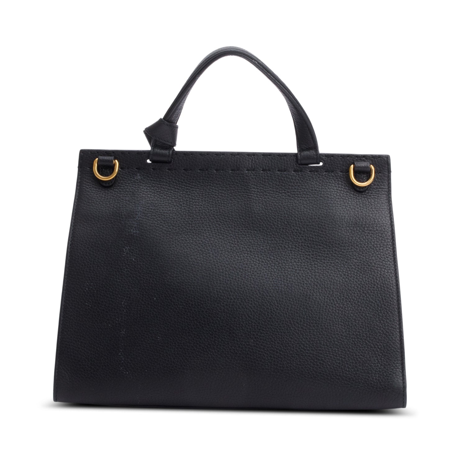 Gucci Black Pebbled Leather GG Marmont Small Top Handle Bag