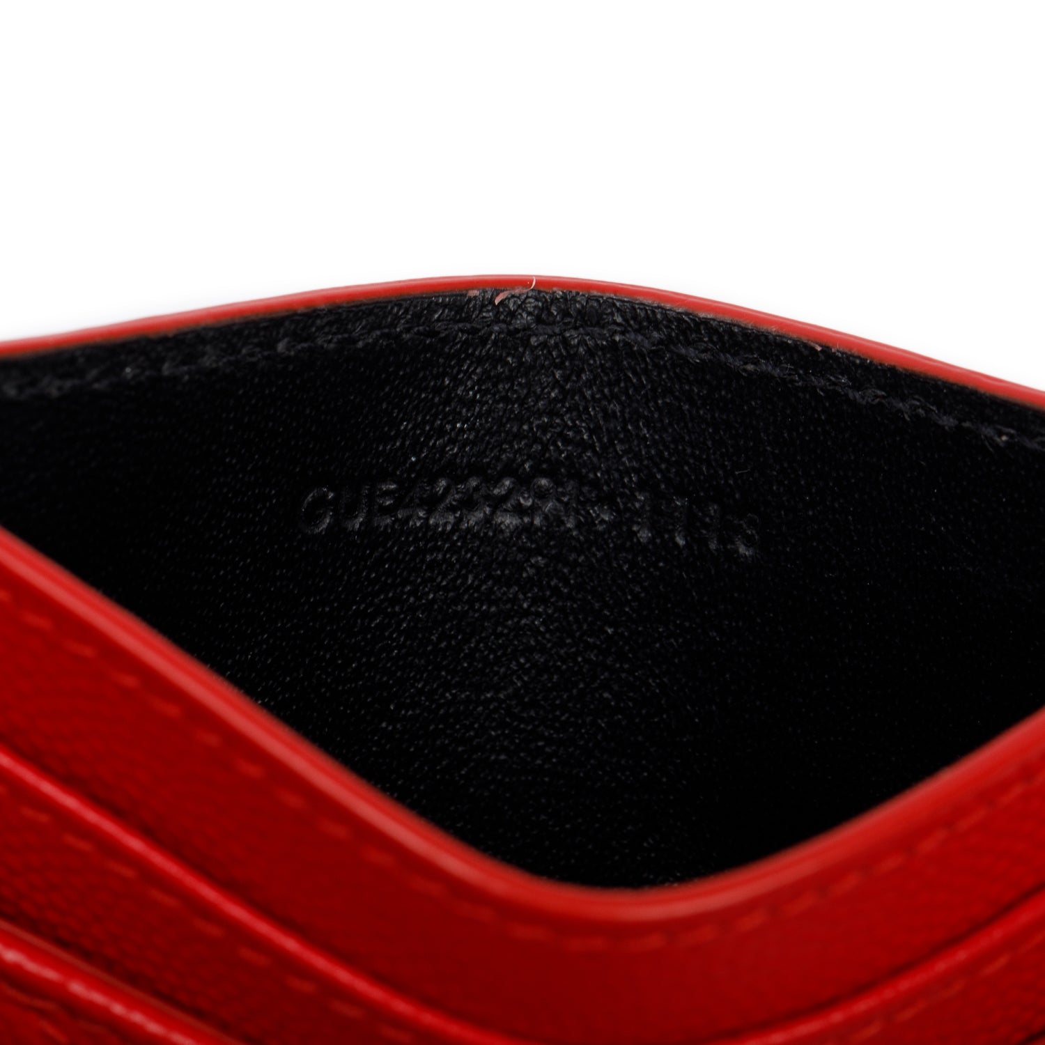 Saint Laurent Red Grain de Poudre Matelasse Chevron Leather Card Case w/ Box