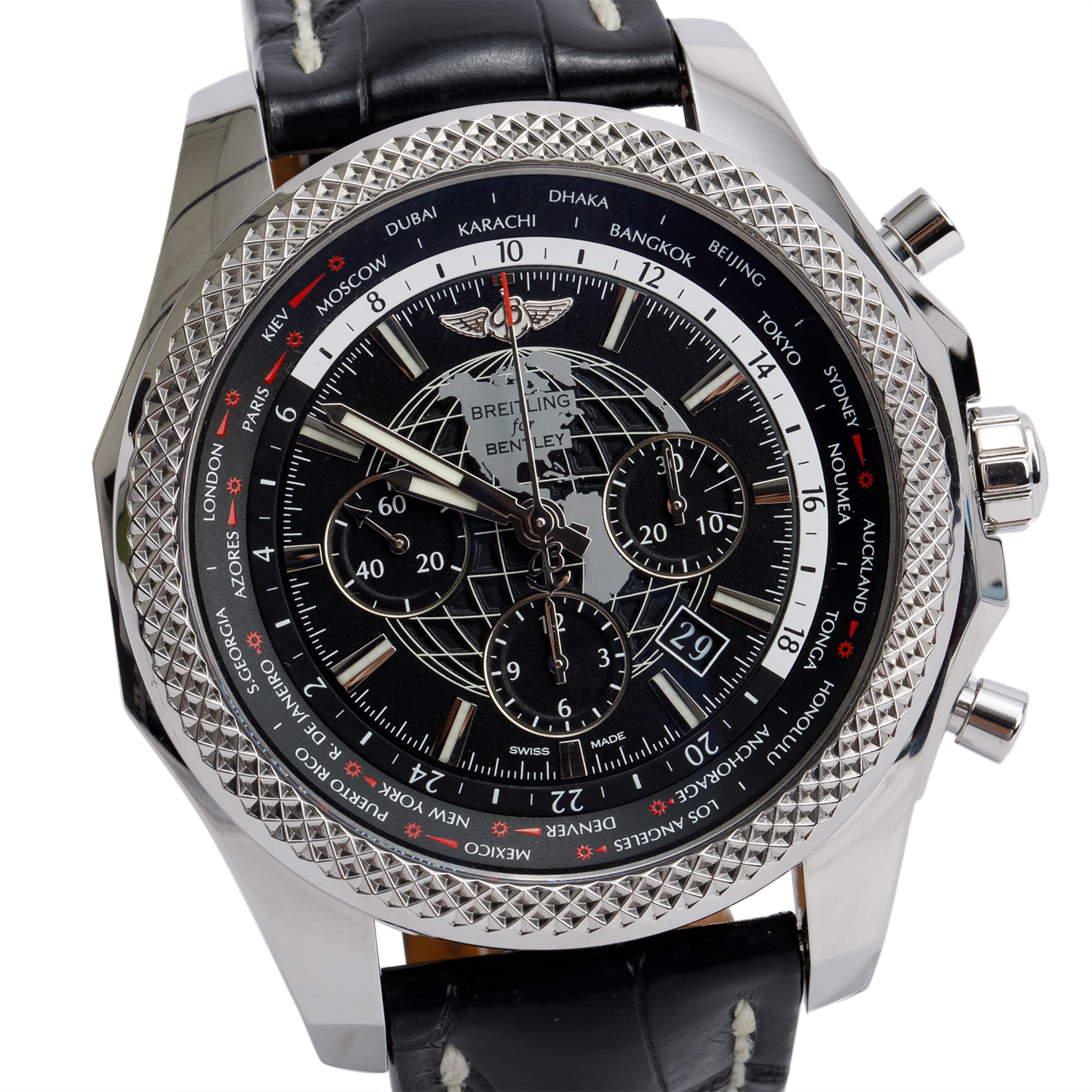 Breitling Stainless Steel Bentley B05 Unitime 49 MM Automatic Chronograph Watch Black Dial AB0521 w/ Box & Papers