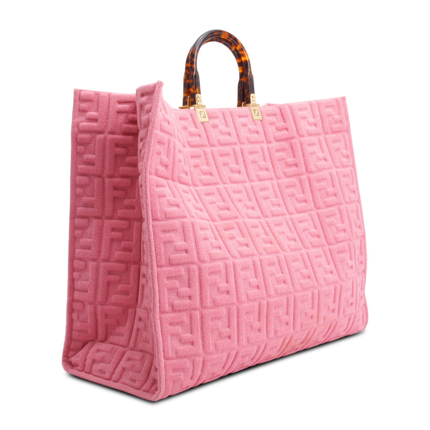 Fendi Pink XL FF Zucca Terry Cloth Sunshine Shopper Tote