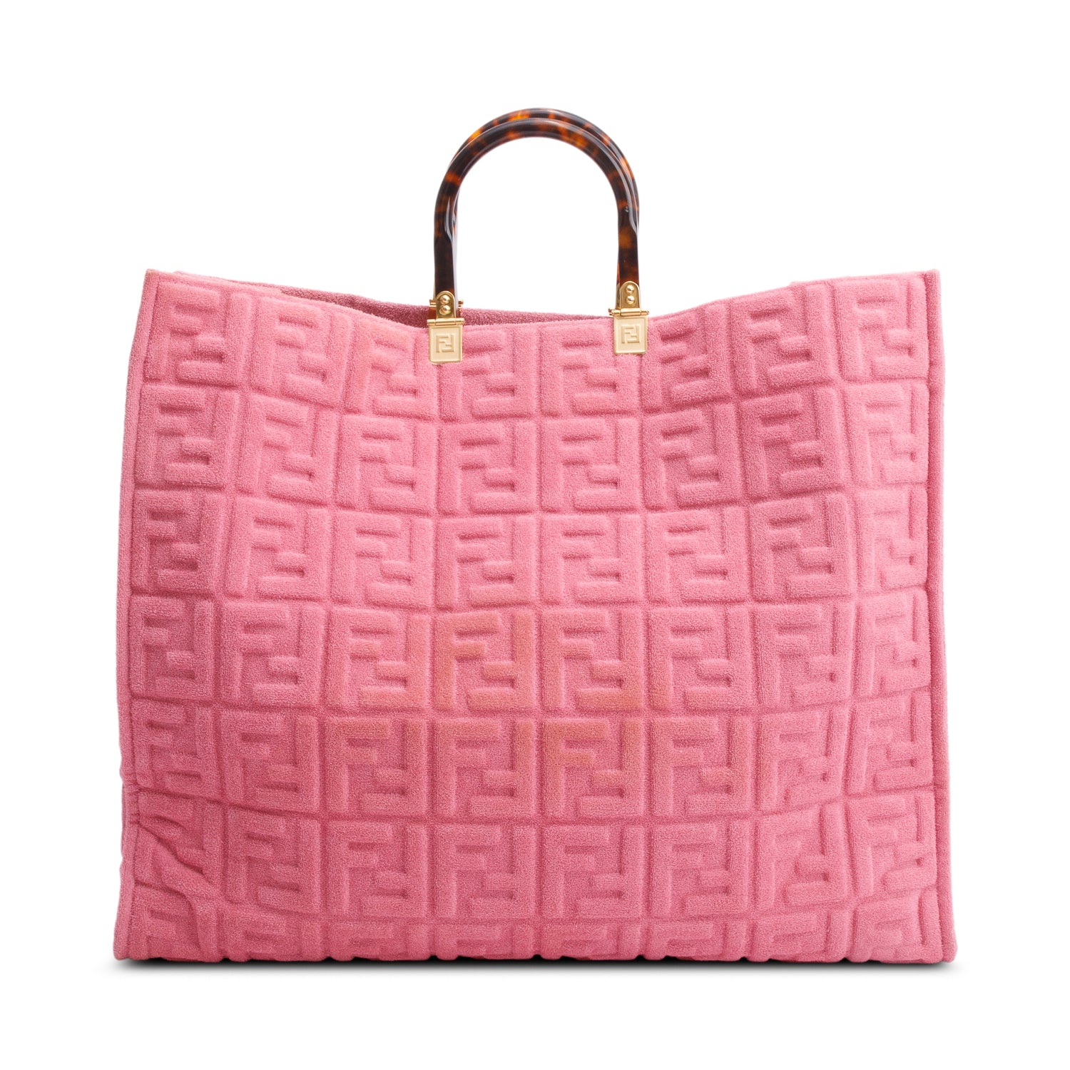 Fendi Pink XL FF Zucca Terry Cloth Sunshine Shopper Tote