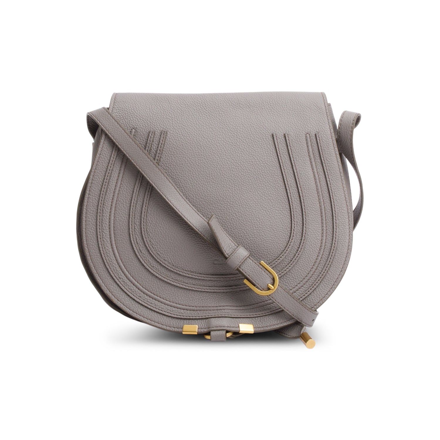 Chloe Grey Calfskin Leather Medium Marcie Crossbody Bag