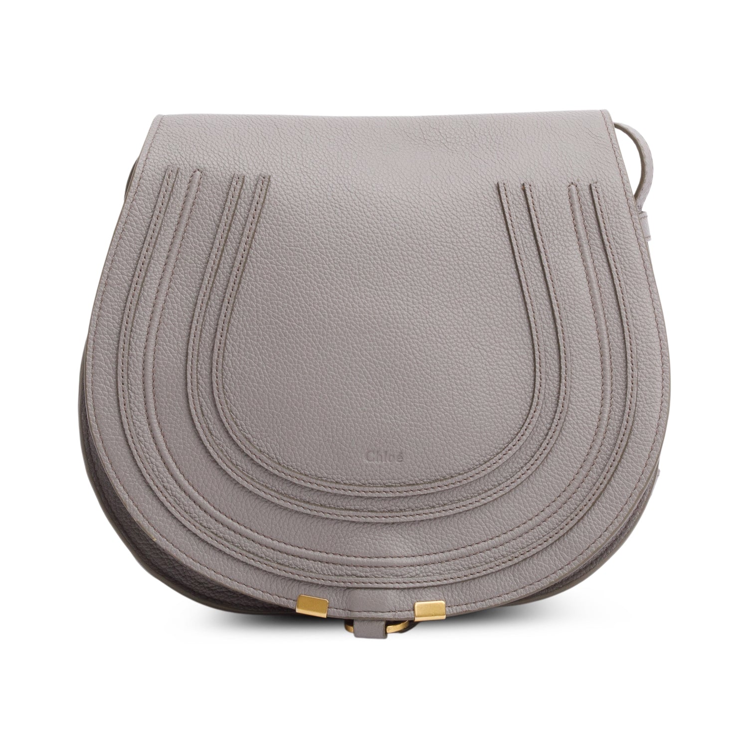 Chloe Grey Calfskin Leather Medium Marcie Crossbody Bag