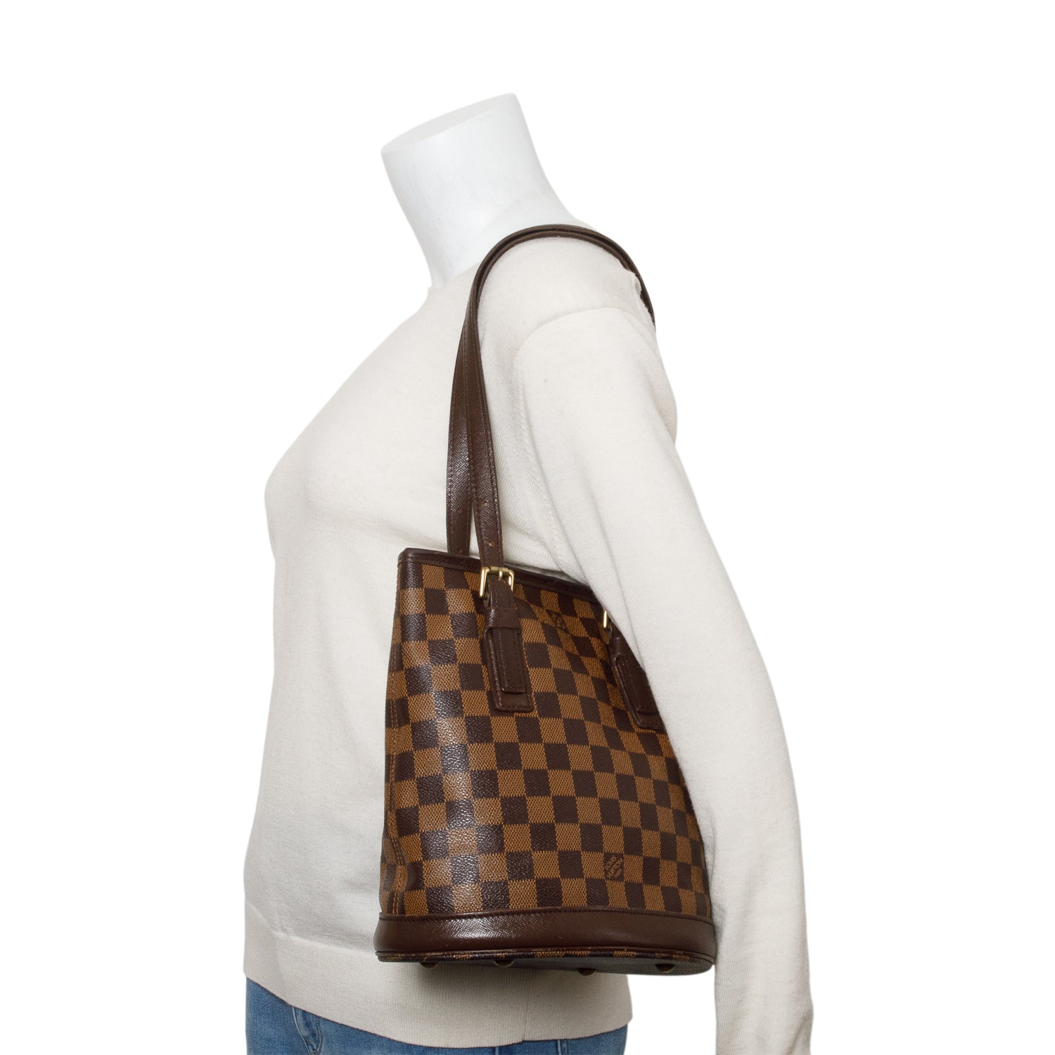 Louis Vuitton Damier Ebene Marais Bucket Bag w/ Pouch