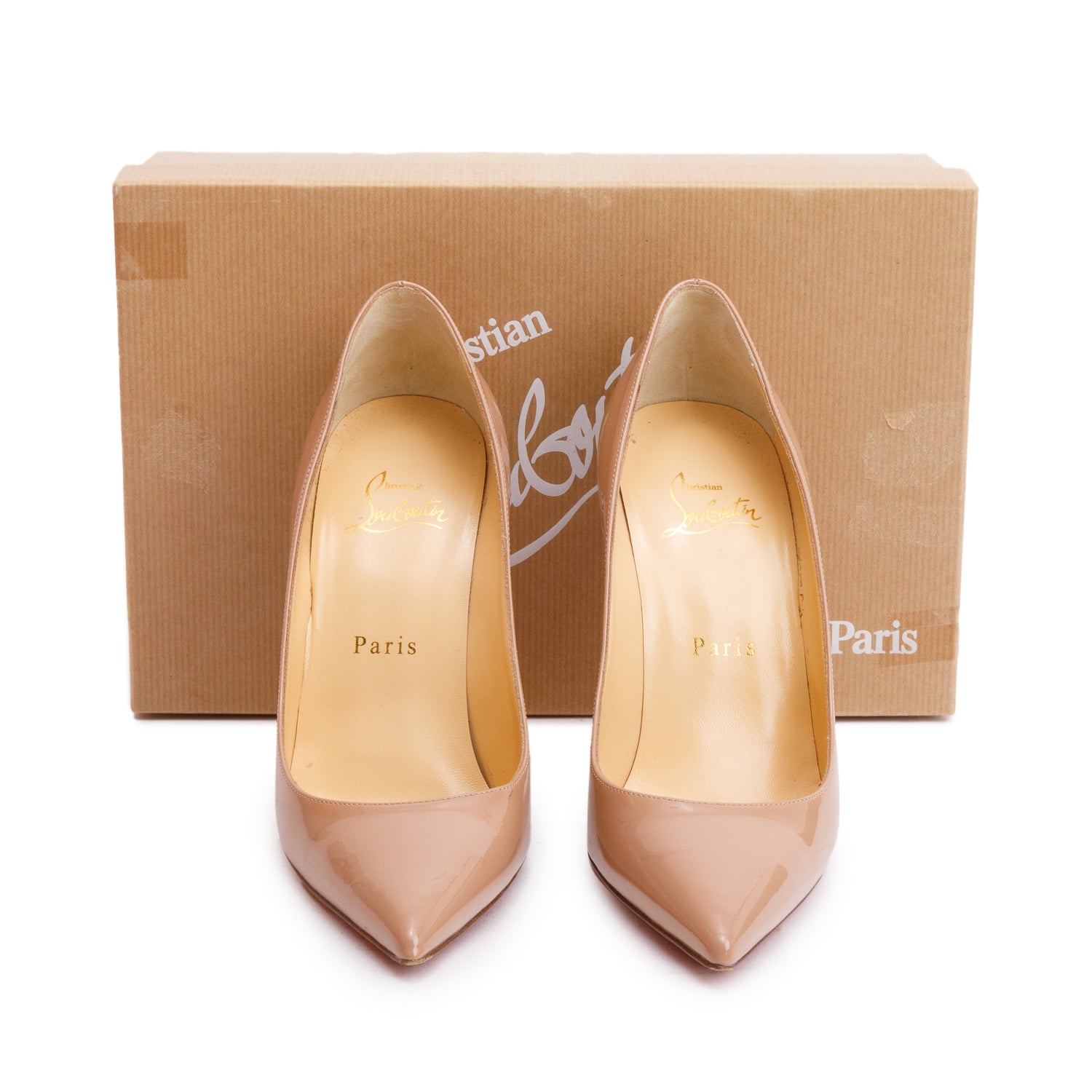 Christian Louboutin Beige Patent Leather So Kate 100 Pumps, Size 36.5 w/ Box