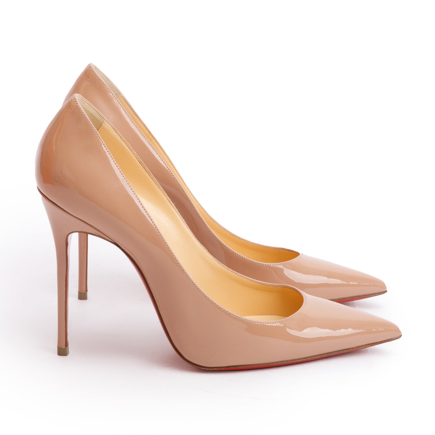 Christian Louboutin Beige Patent Leather So Kate 100 Pumps, Size 36.5 w/ Box