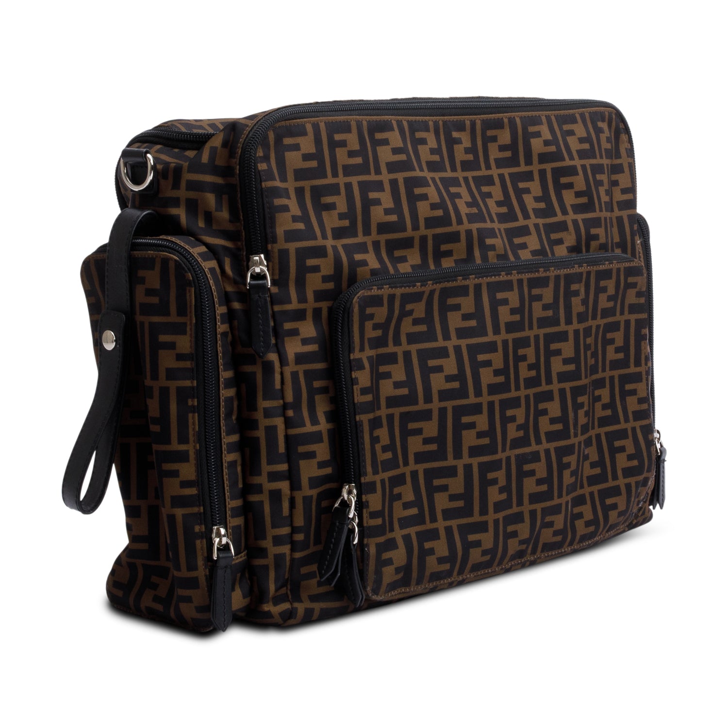 Fendi Brown FF Zucca Logo Nylon Changing Diaper Bag