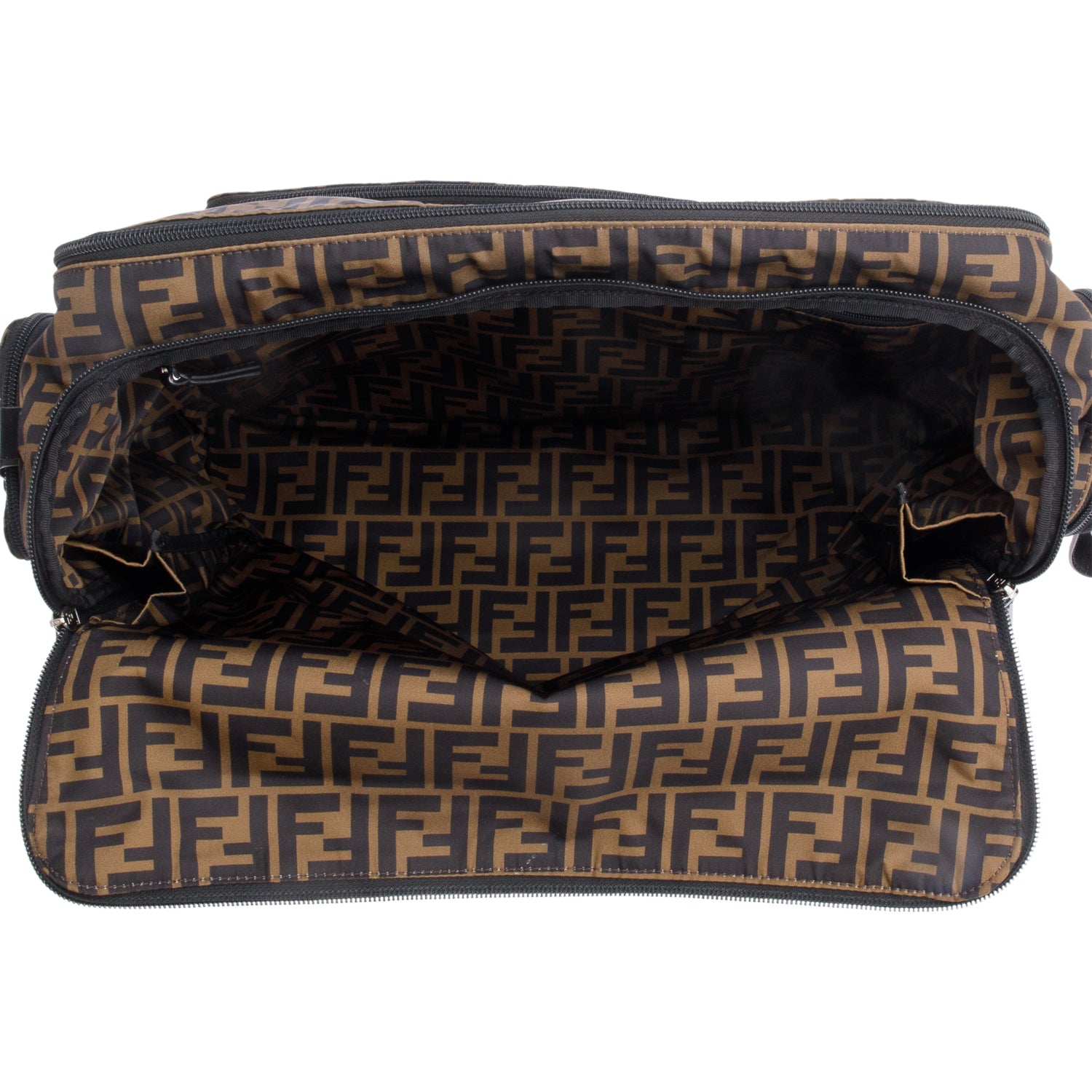 Fendi Brown FF Zucca Logo Nylon Changing Diaper Bag
