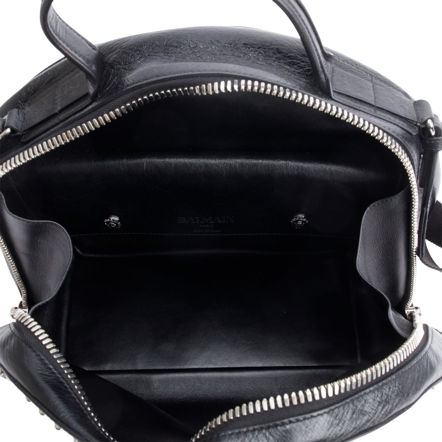 Balmain Black Leather Studded Logo Drum Bag w/ Receipt