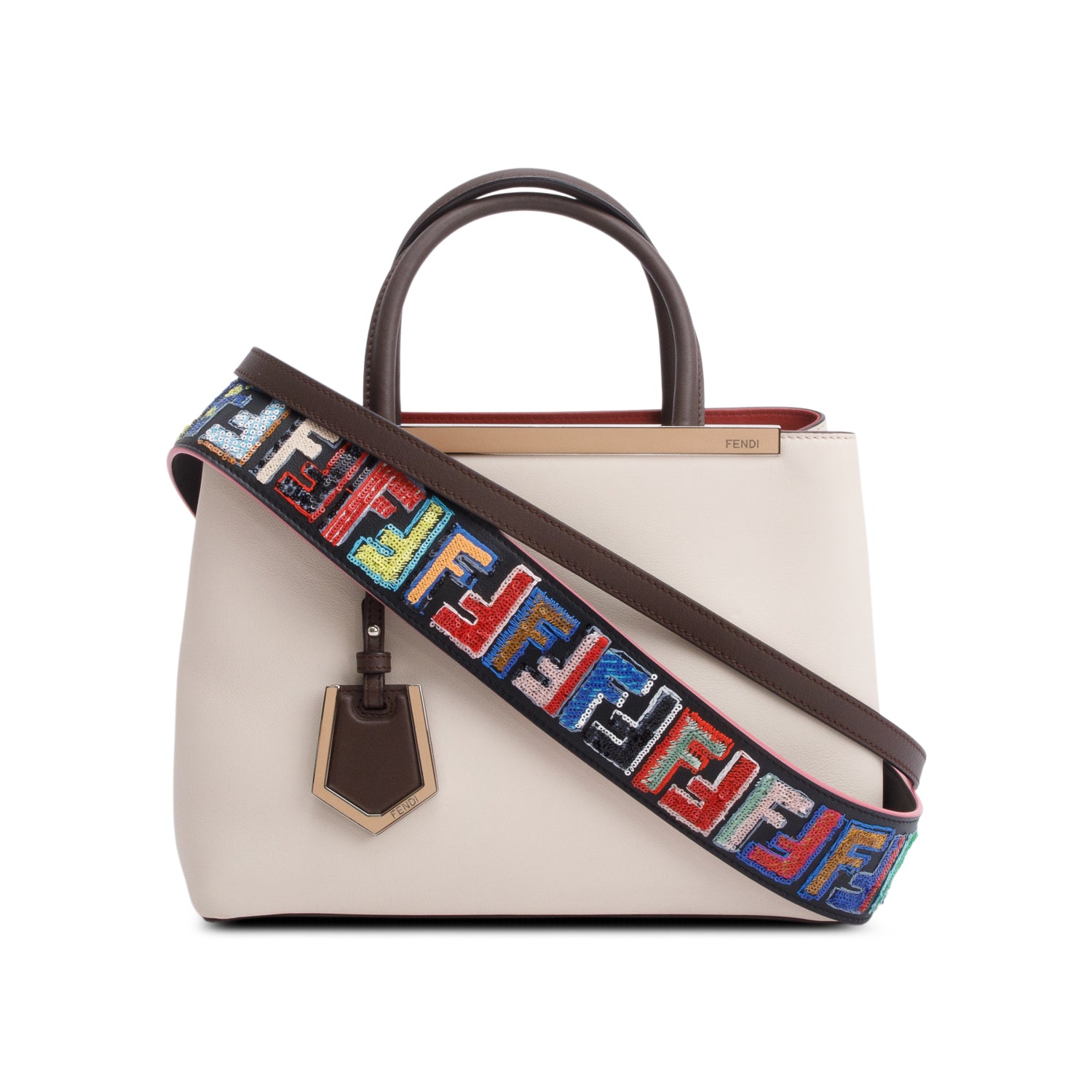 Fendi Creme Vitello Elite Leather Petite 2Jours Tote w/ Strap