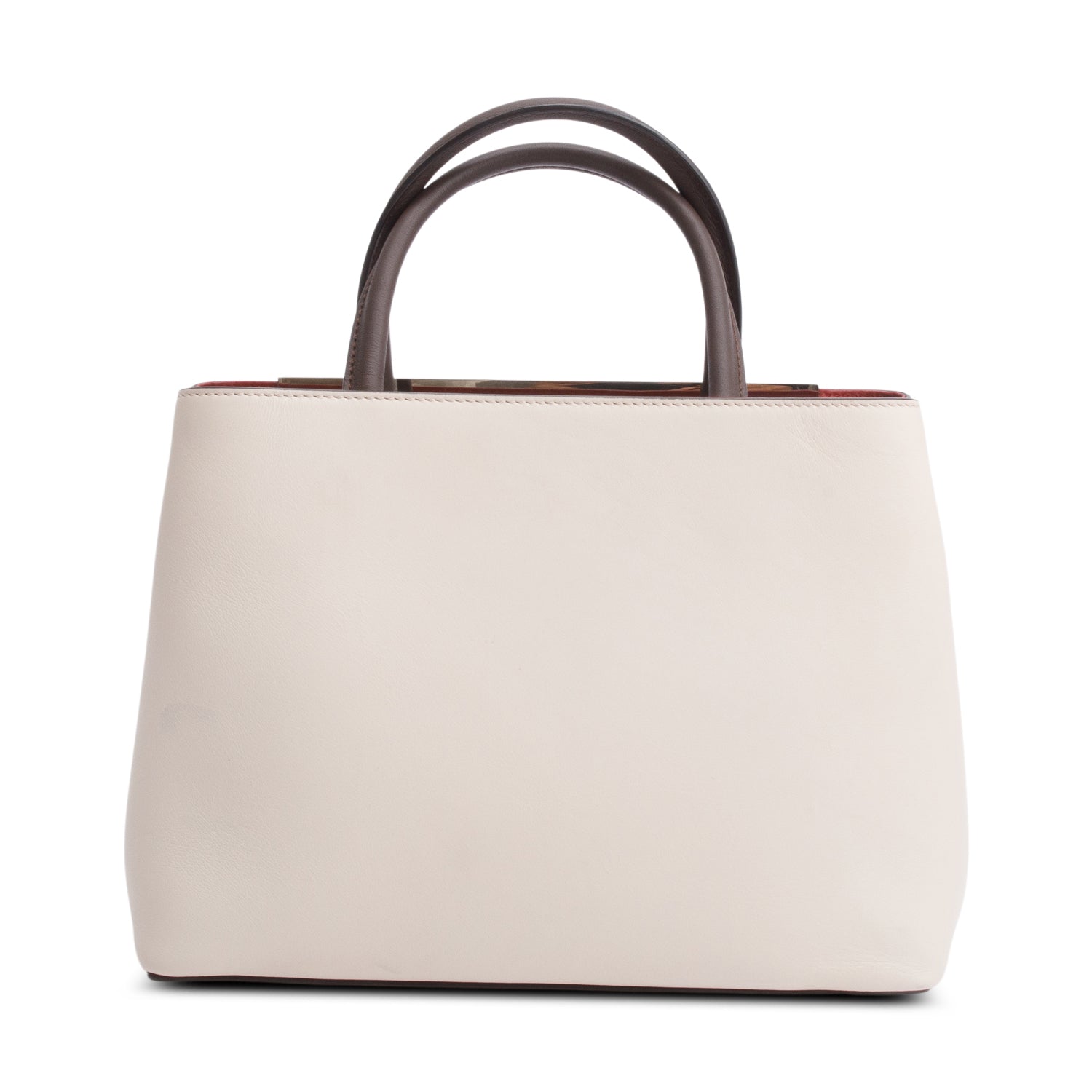 Fendi Creme Vitello Elite Leather Petite 2Jours Tote w/ Strap