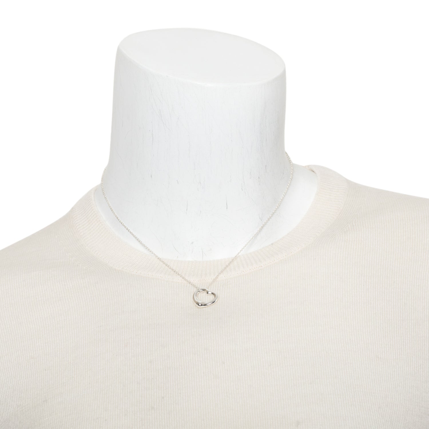 Tiffany & Co. Elsa Peretti Sterling Silver 16 MM Open Heart Pendant Necklace