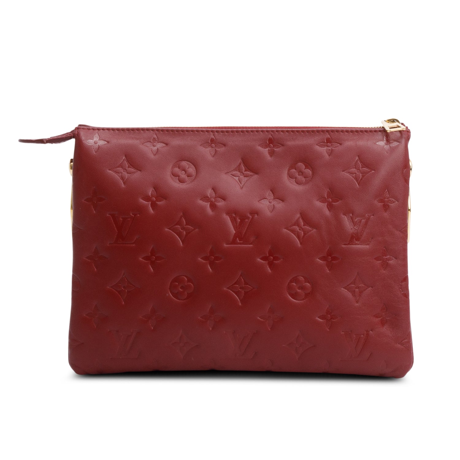 Louis Vuitton Red Monogram Embossed Lambskin Leather Coussin PM w/ Straps