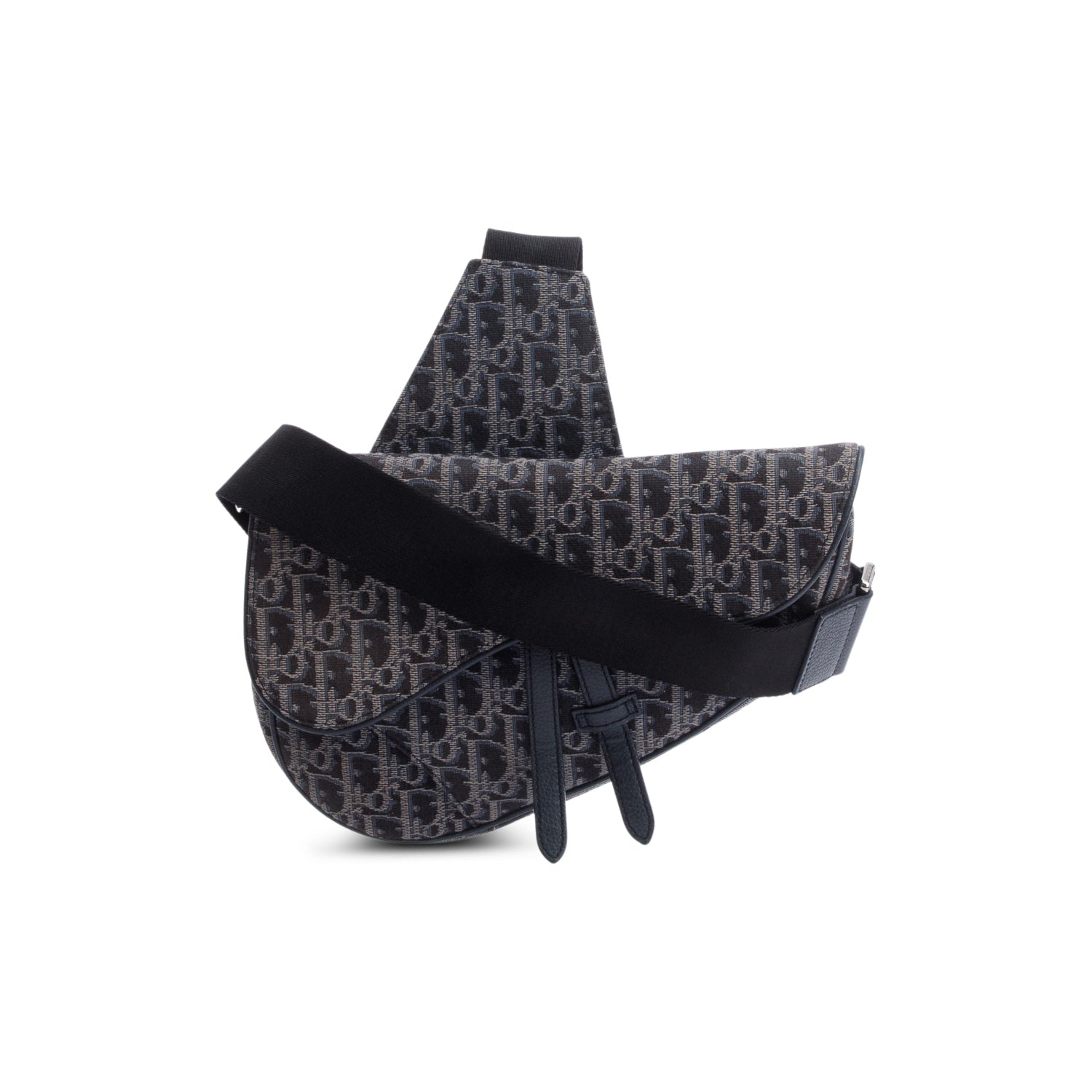 Christian Dior Black Oblique Jacquard Saddle Bag