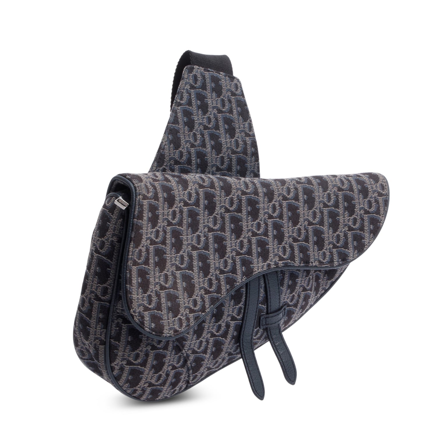 Christian Dior Black Oblique Jacquard Saddle Bag