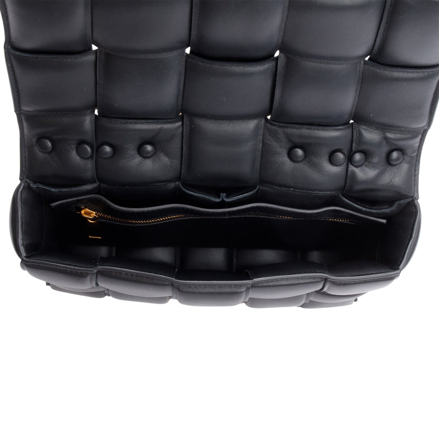 Bottega Veneta Black Intreccio Nappa Padded Leather Maxi Chain Cassette Bag