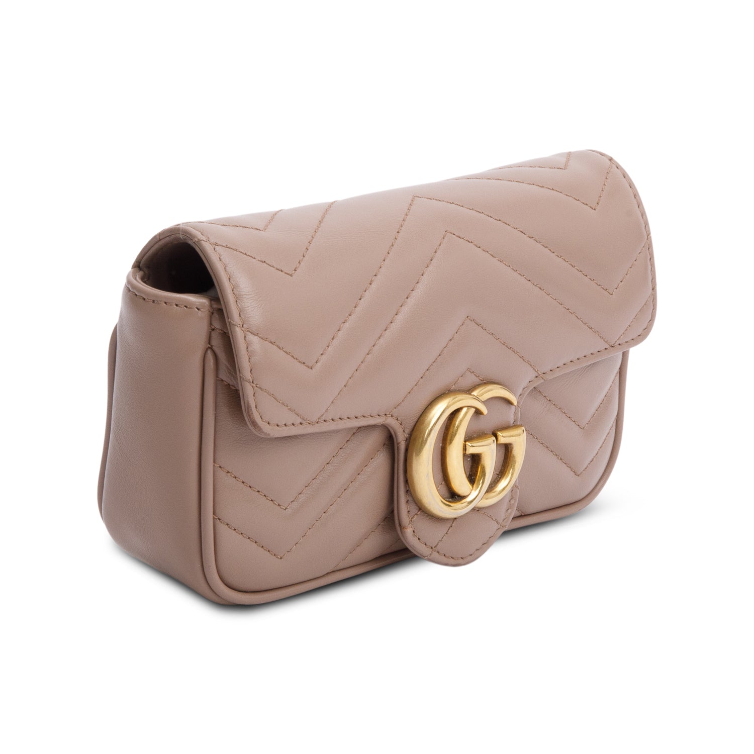 Gucci Beige GG Marmont Matelasse Leather Super Mini Bag w/ Box & Receipt
