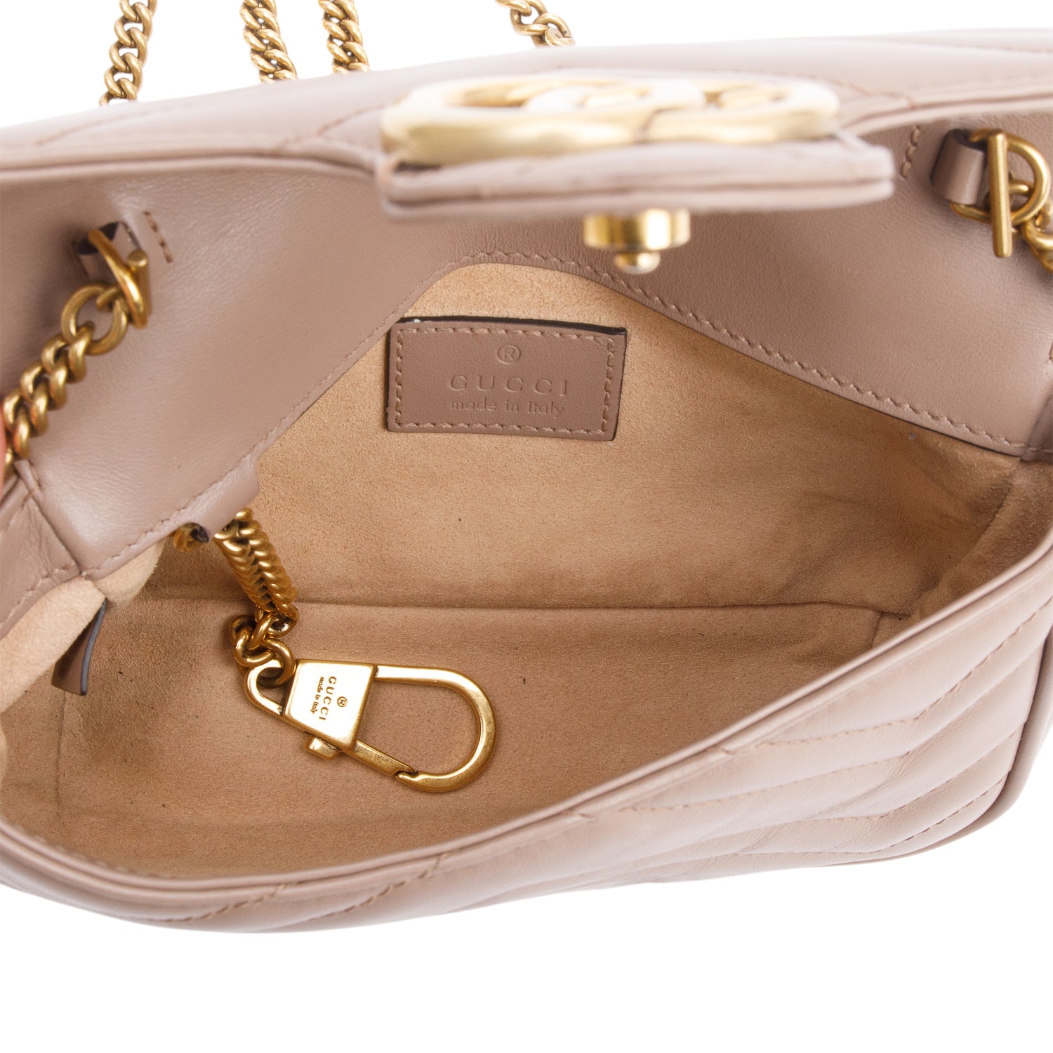 Gucci Beige GG Marmont Matelasse Leather Super Mini Bag w/ Box & Receipt